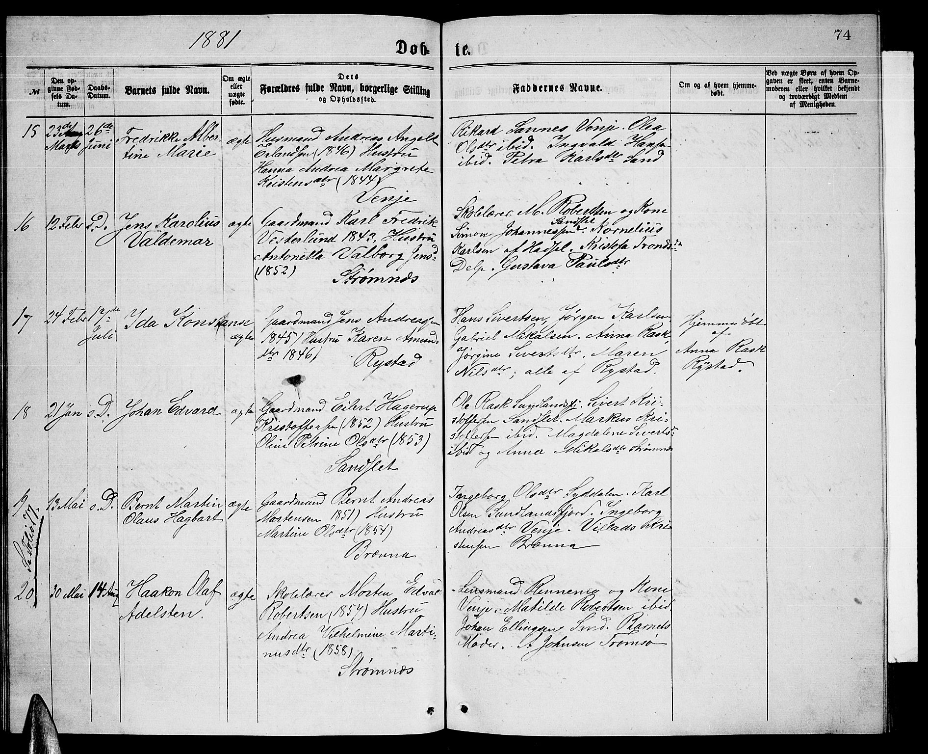 Ministerialprotokoller, klokkerbøker og fødselsregistre - Nordland, AV/SAT-A-1459/876/L1103: Parish register (copy) no. 876C02, 1870-1886, p. 74