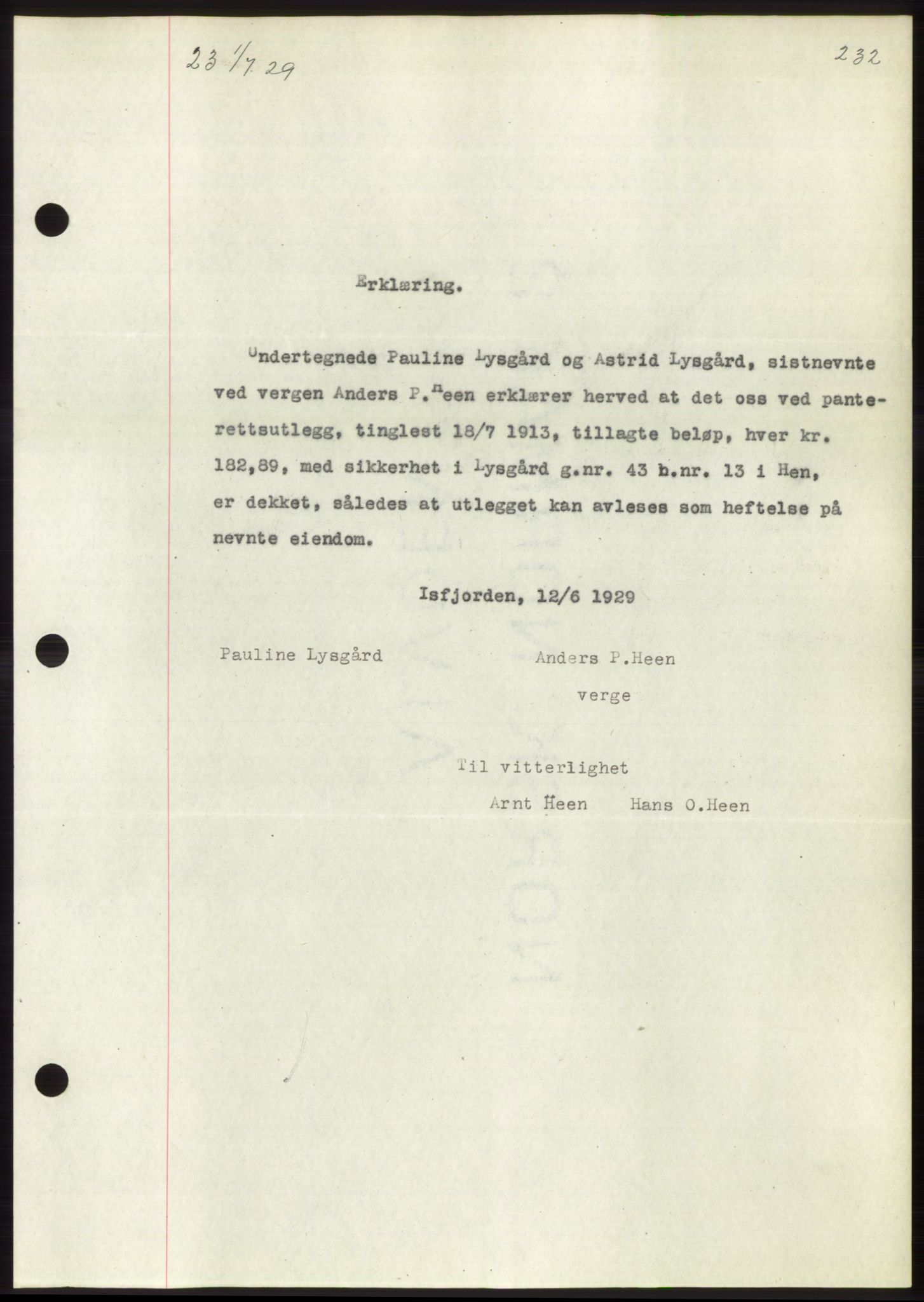 Romsdal sorenskriveri, AV/SAT-A-4149/1/2/2C/L0056: Mortgage book no. 50, 1929-1929, Deed date: 01.07.1929