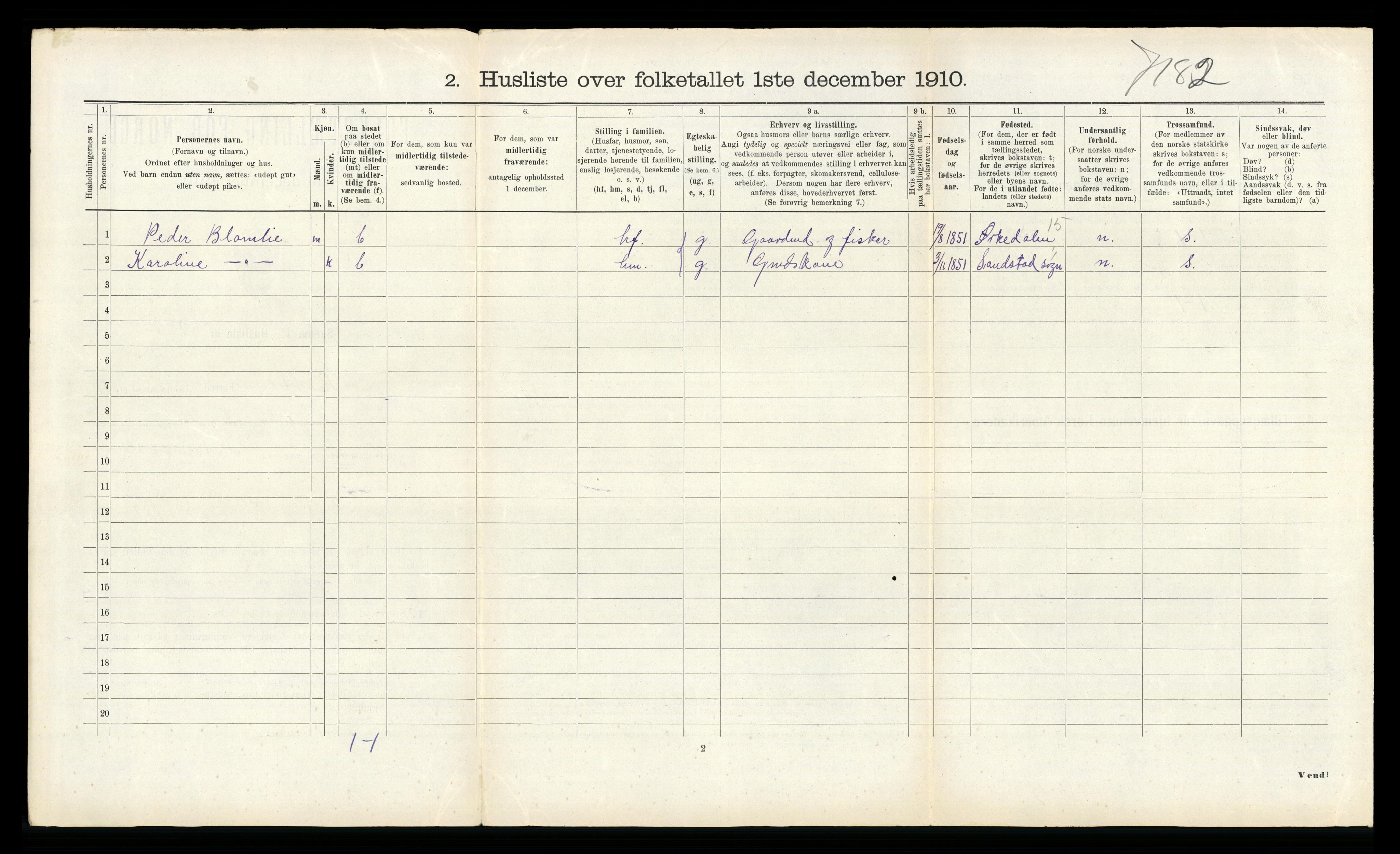 RA, 1910 census for Hitra, 1910, p. 860