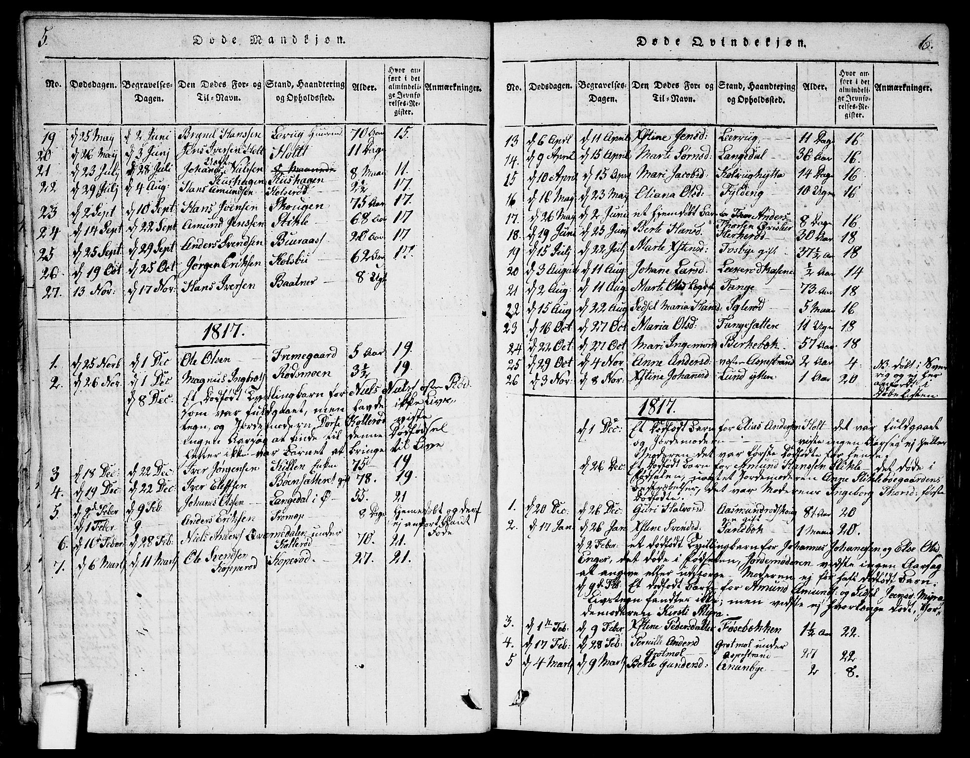 Aremark prestekontor Kirkebøker, AV/SAO-A-10899/G/Ga/L0001: Parish register (copy) no.  I 1, 1814-1834, p. 5-6