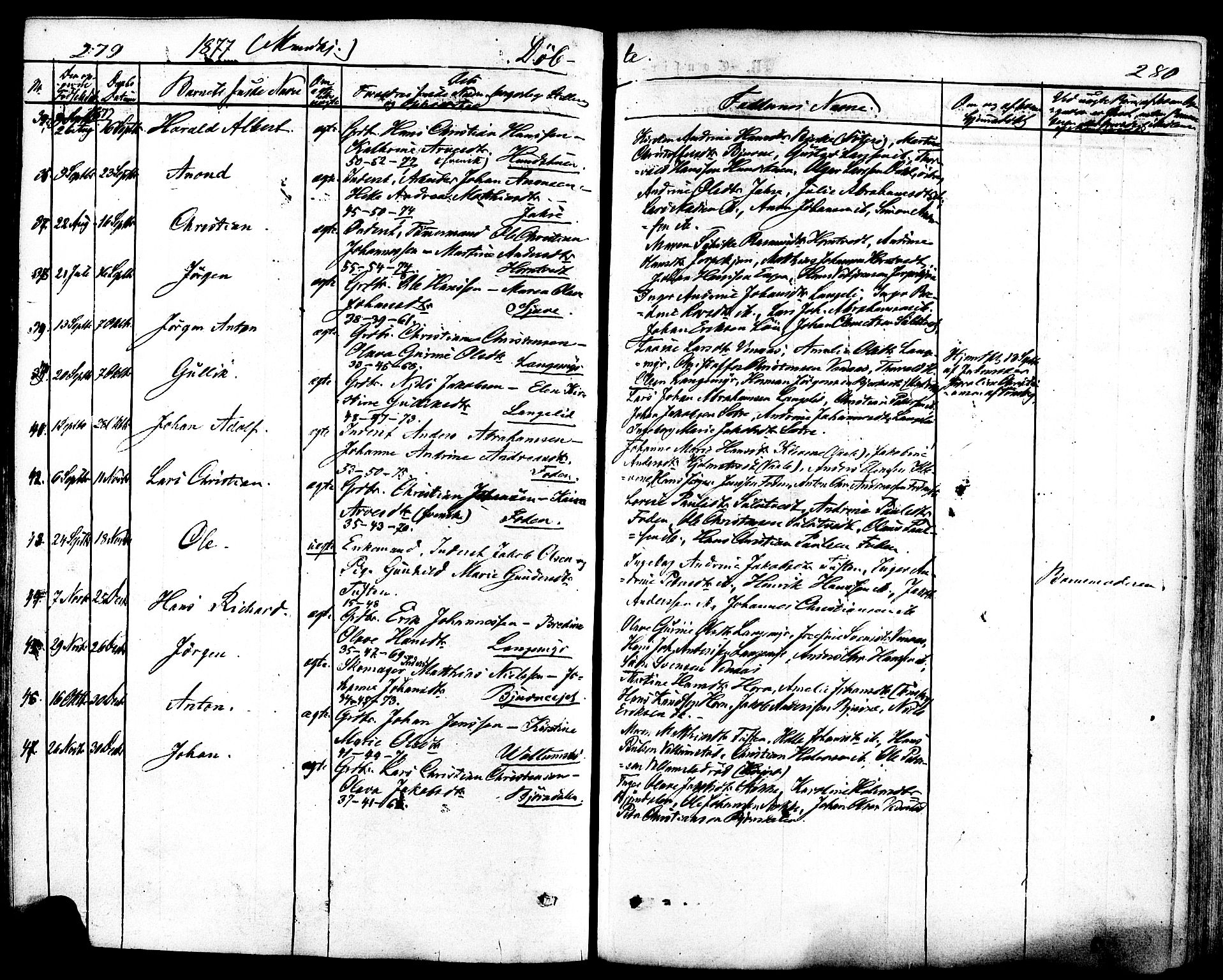 Ramnes kirkebøker, AV/SAKO-A-314/F/Fa/L0006: Parish register (official) no. I 6, 1862-1877, p. 279-280