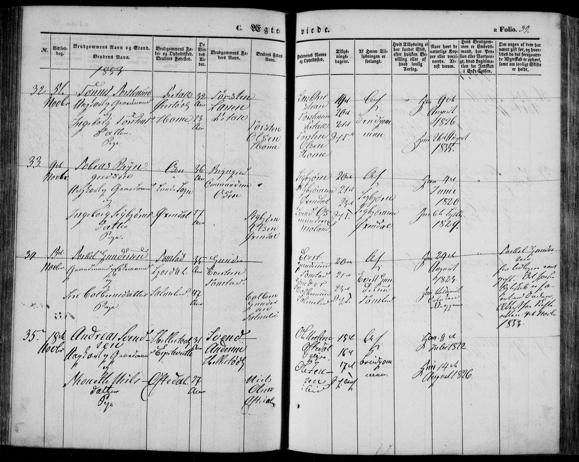 Bakke sokneprestkontor, AV/SAK-1111-0002/F/Fa/Faa/L0005: Parish register (official) no. A 5, 1847-1855, p. 39