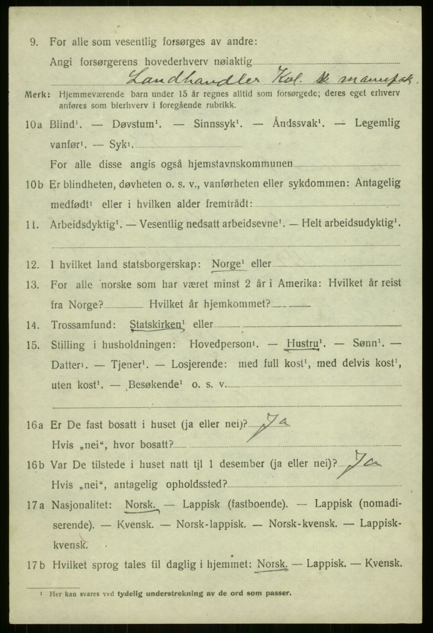 SATØ, 1920 census for Berg, 1920, p. 2158