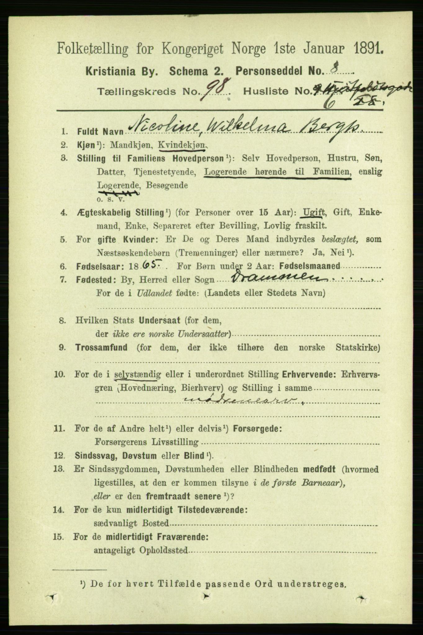 RA, 1891 census for 0301 Kristiania, 1891, p. 47842