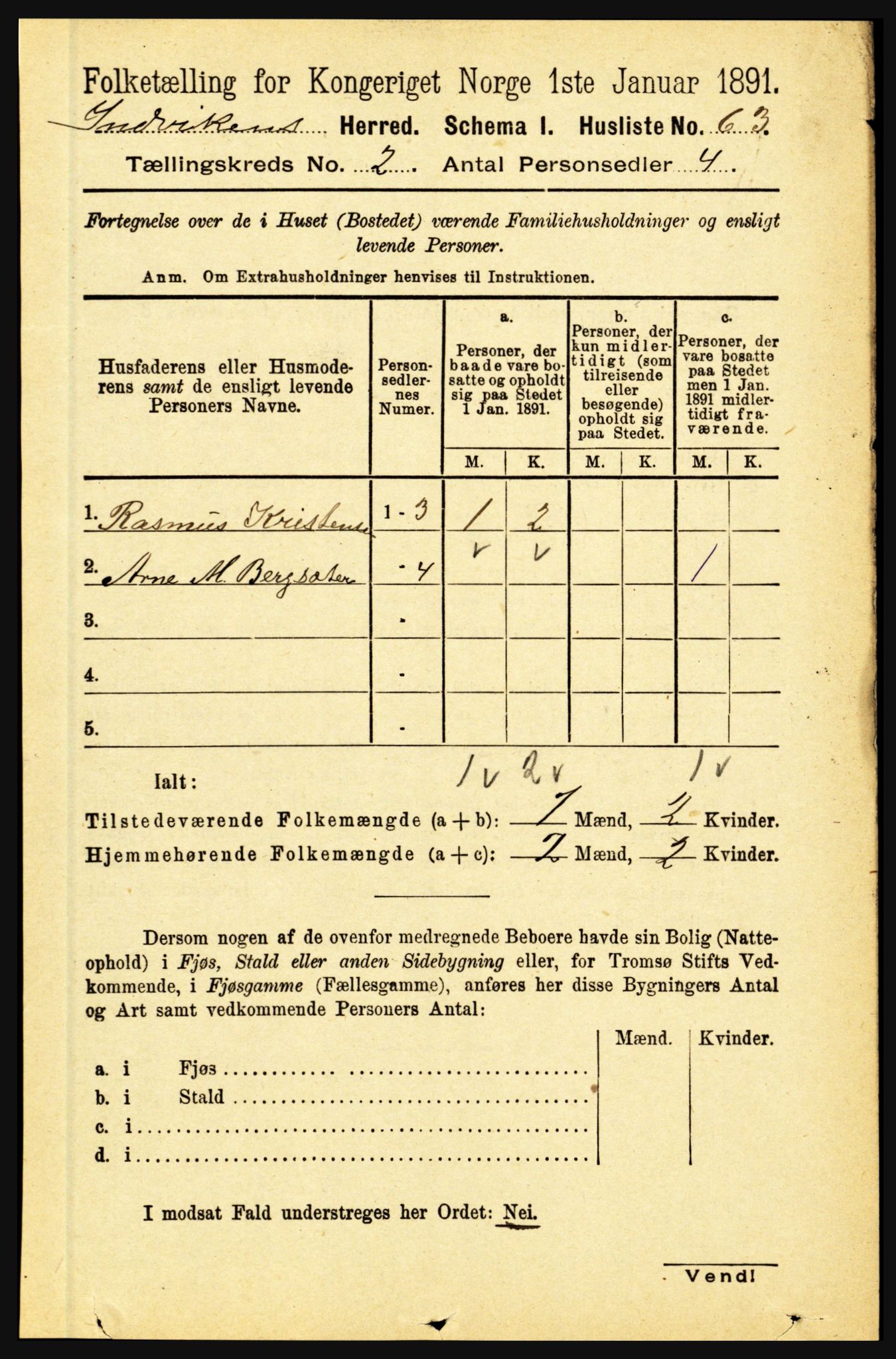 RA, 1891 census for 1447 Innvik, 1891, p. 606