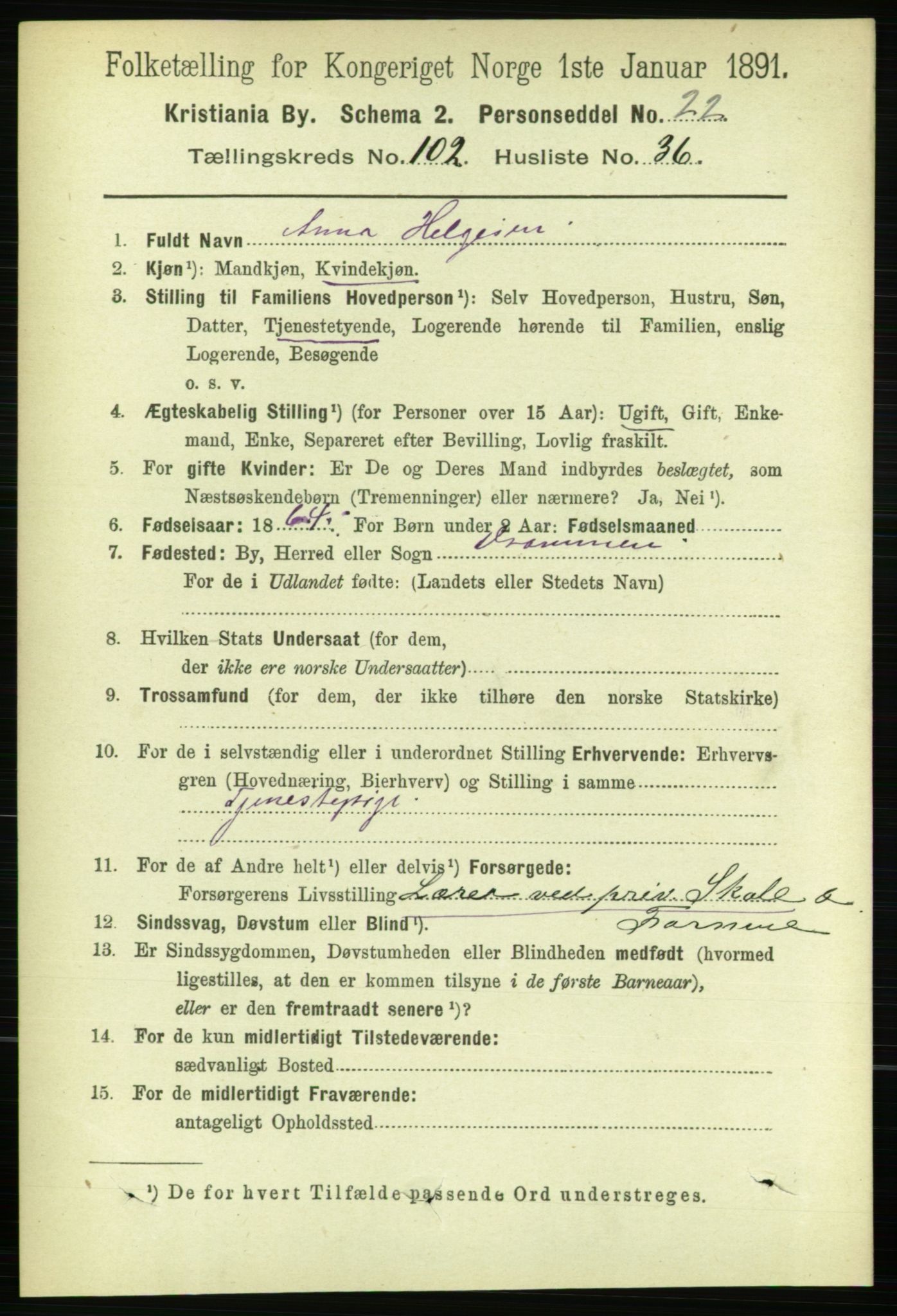 RA, 1891 census for 0301 Kristiania, 1891, p. 51309