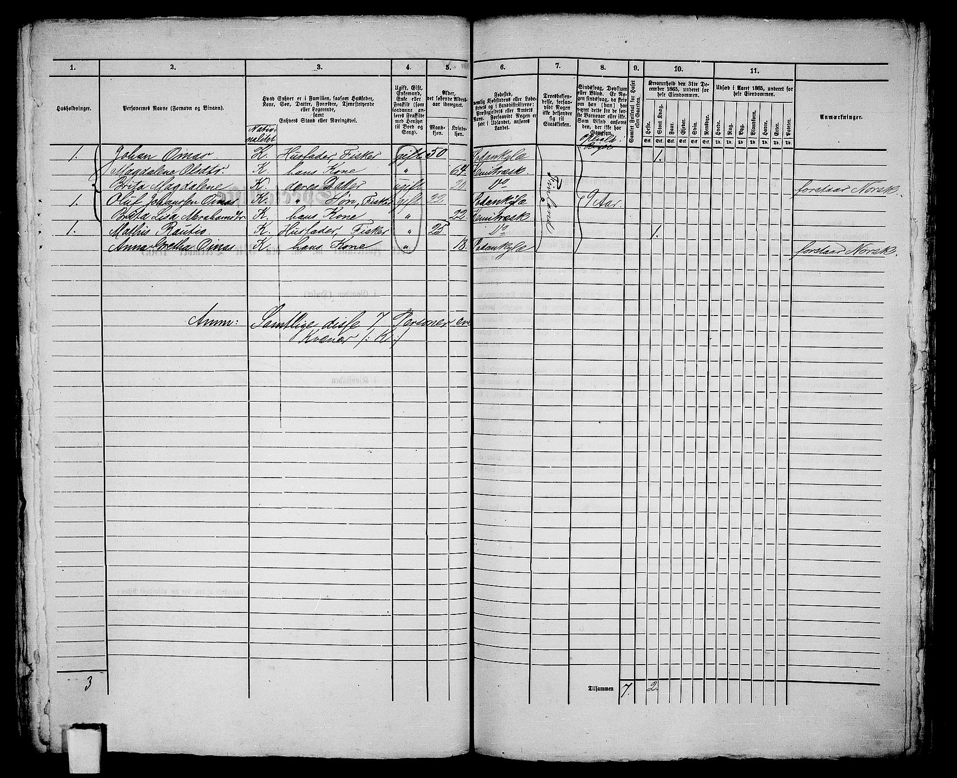 RA, 1865 census for Vadsø/Vadsø, 1865, p. 221