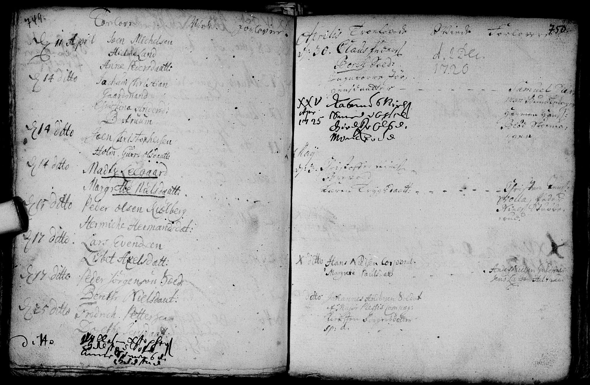 Aker prestekontor kirkebøker, SAO/A-10861/F/L0002: Parish register (official) no. 2, 1714-1720, p. 749-750