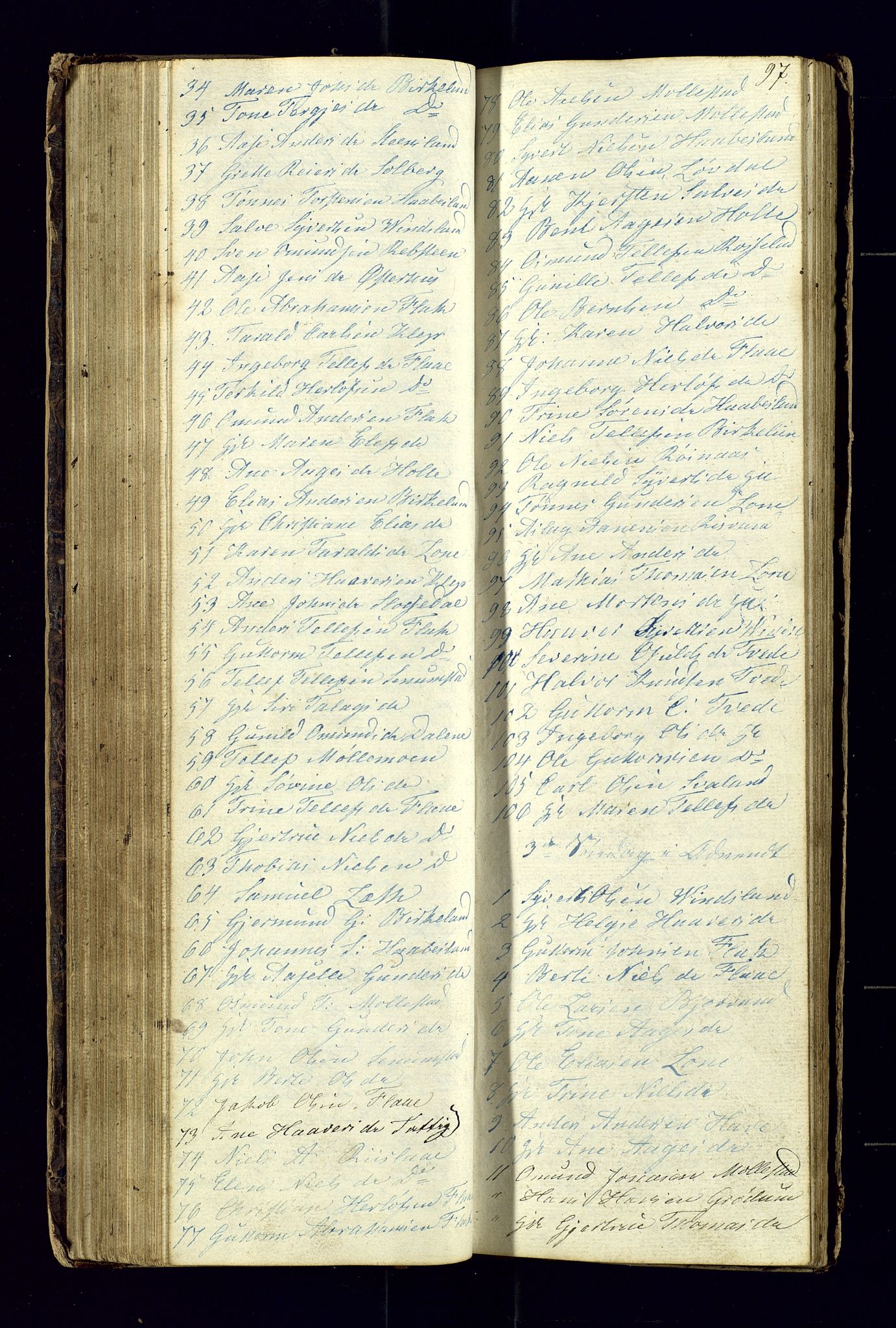 Birkenes sokneprestkontor, AV/SAK-1111-0004/F/Fc/L0002: Communicants register no. C-2, 1839-1849, p. 97