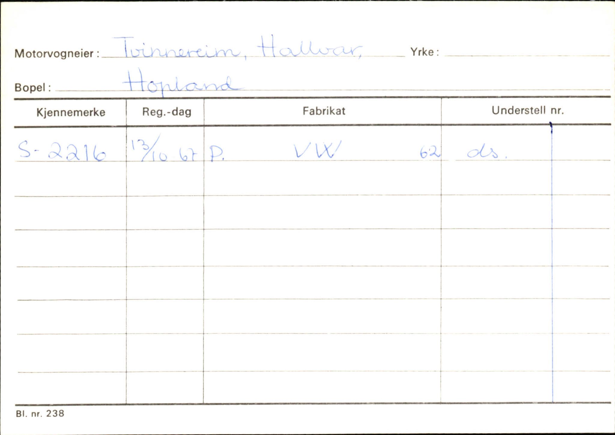 Statens vegvesen, Sogn og Fjordane vegkontor, SAB/A-5301/4/F/L0131: Eigarregister Høyanger P-Å. Stryn S-Å, 1945-1975, p. 2040