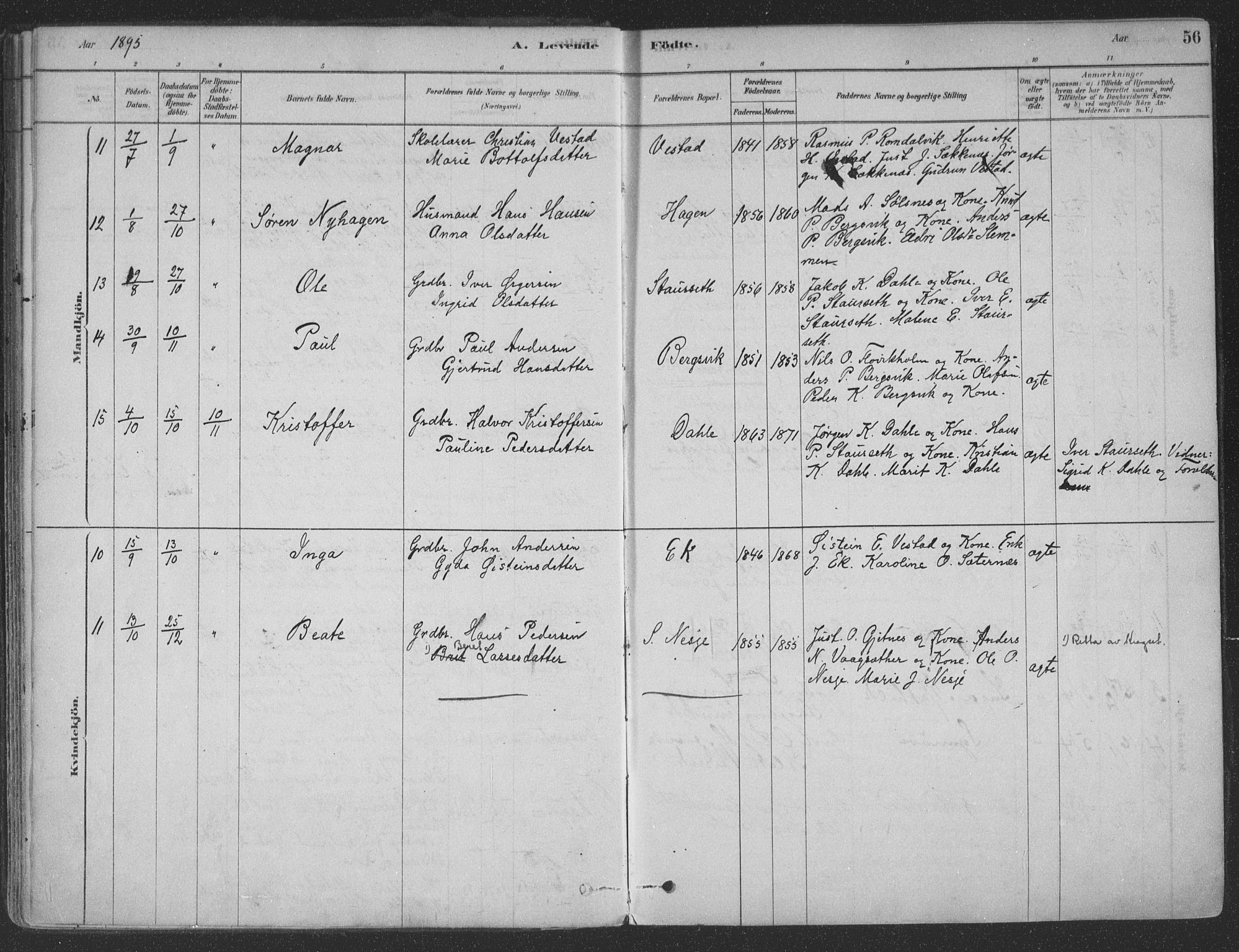 Ministerialprotokoller, klokkerbøker og fødselsregistre - Møre og Romsdal, AV/SAT-A-1454/547/L0604: Parish register (official) no. 547A06, 1878-1906, p. 56