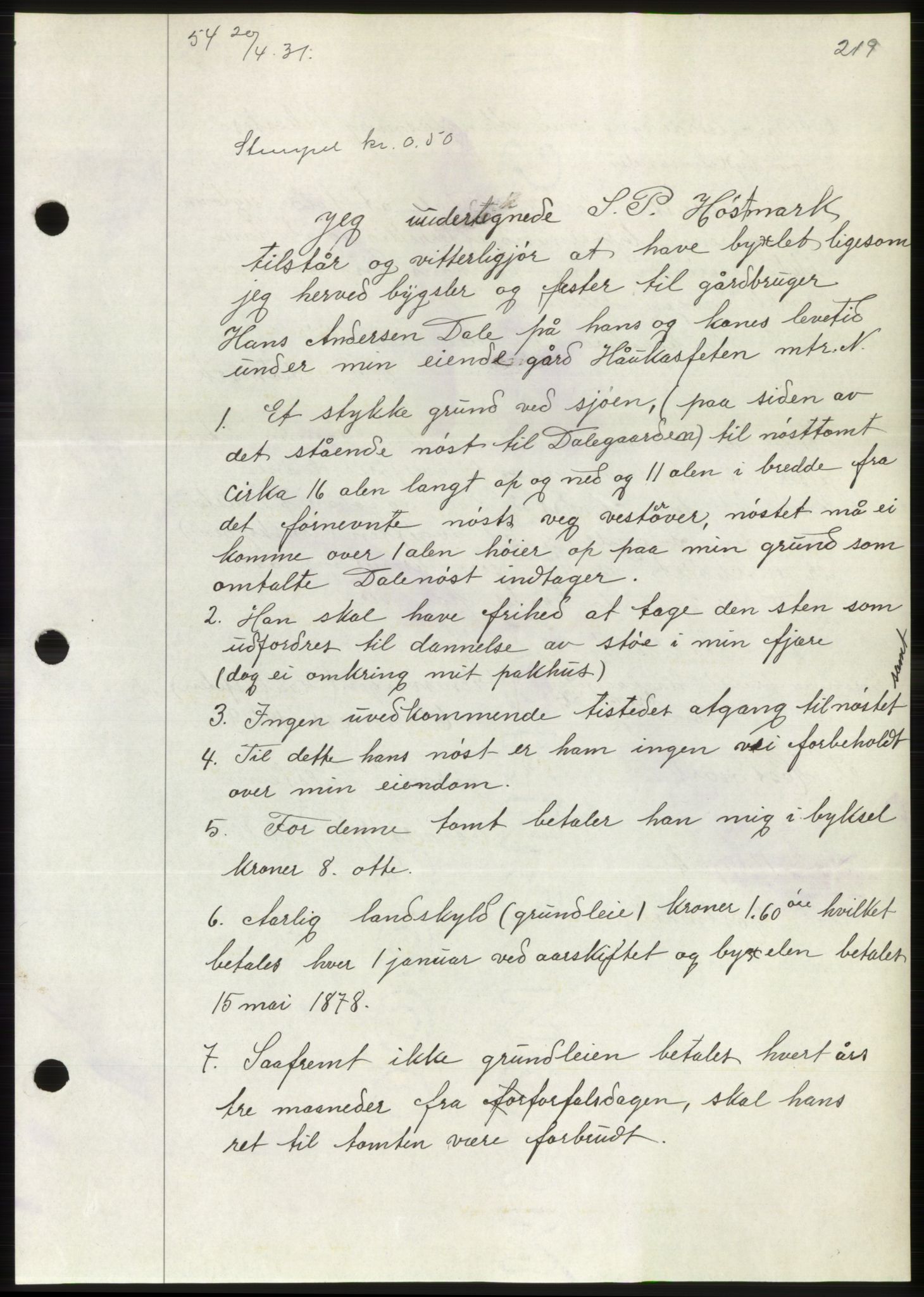 Romsdal sorenskriveri, AV/SAT-A-4149/1/2/2C/L0059: Mortgage book no. 53, 1931-1931, Deed date: 20.04.1931