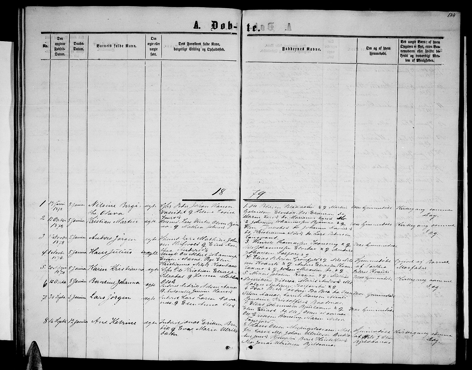Ministerialprotokoller, klokkerbøker og fødselsregistre - Nordland, SAT/A-1459/827/L0415: Parish register (copy) no. 827C04, 1864-1886, p. 144