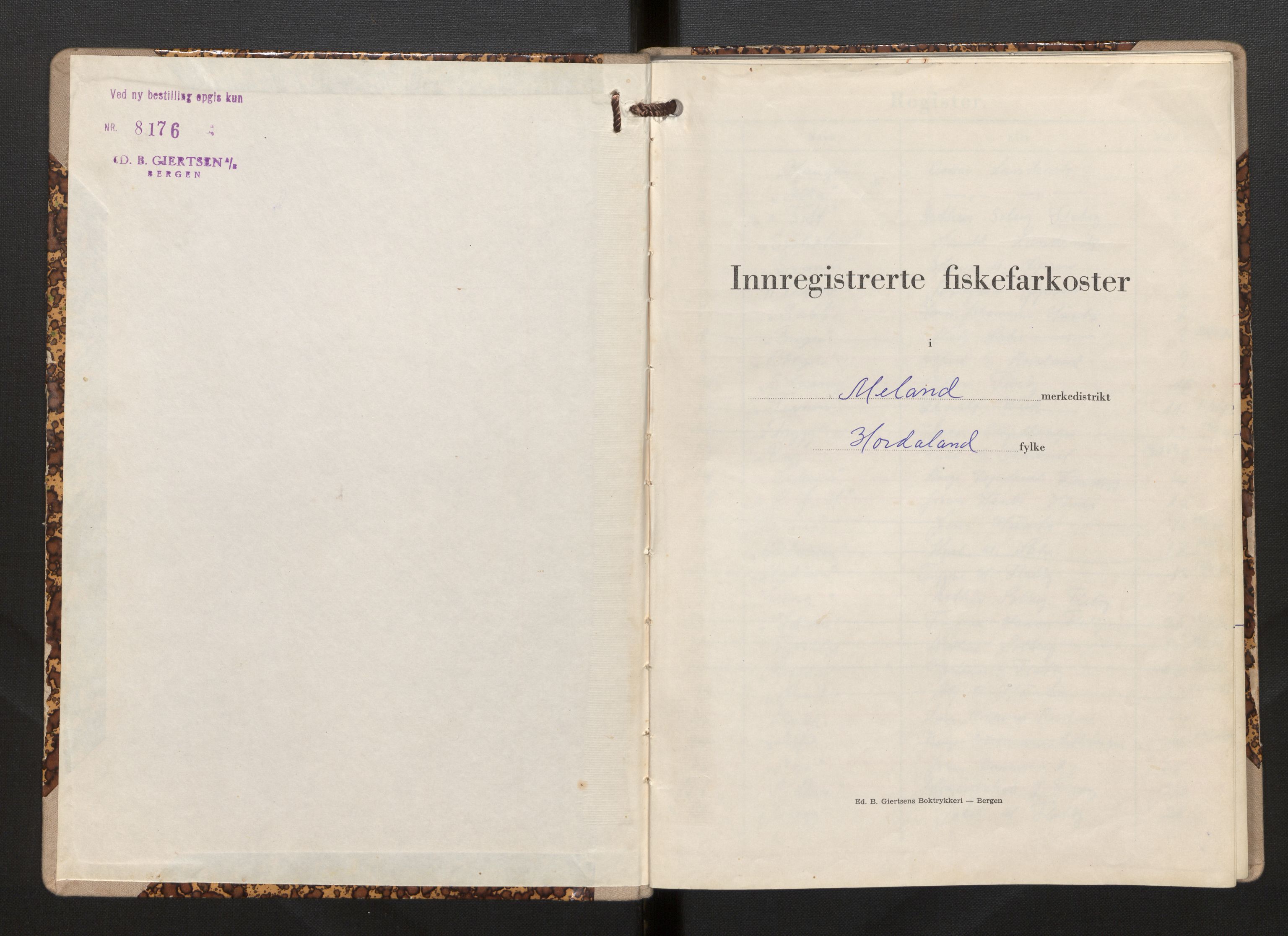 Fiskeridirektoratet - 1 Adm. ledelse - 13 Båtkontoret, AV/SAB-A-2003/I/Ia/Iah/L0093: 135.0832/2 Merkeprotokoll - Meland, 1963-1966