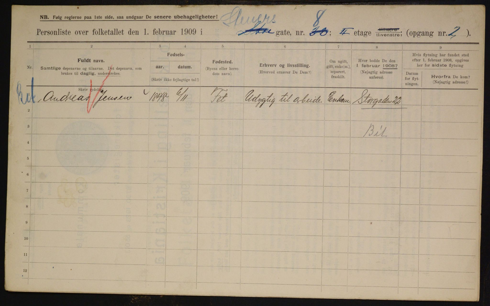 OBA, Municipal Census 1909 for Kristiania, 1909, p. 91816