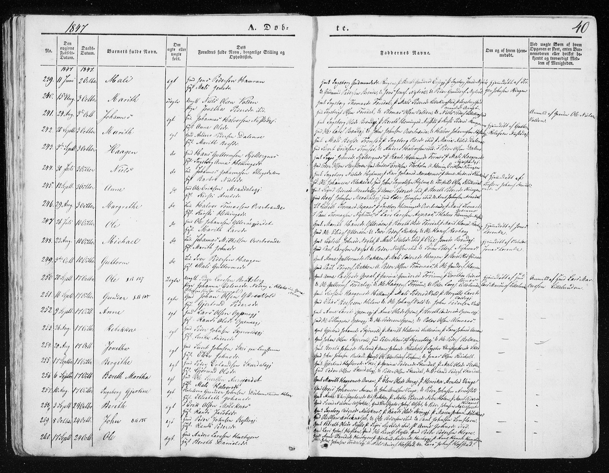 Ministerialprotokoller, klokkerbøker og fødselsregistre - Nord-Trøndelag, SAT/A-1458/709/L0074: Parish register (official) no. 709A14, 1845-1858, p. 40