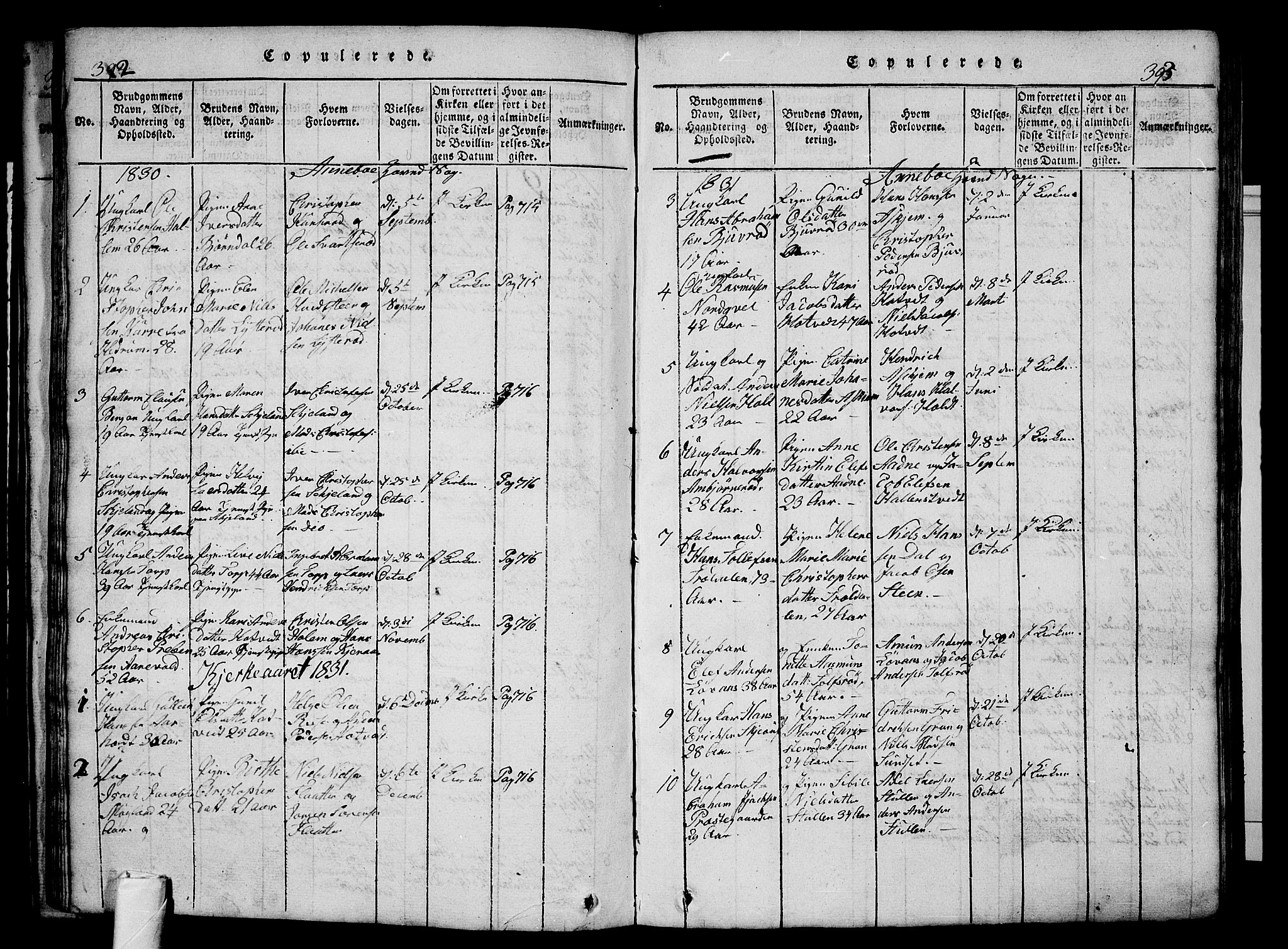 Andebu kirkebøker, AV/SAKO-A-336/G/Ga/L0002: Parish register (copy) no. I 2 /1, 1823-1832, p. 392-393