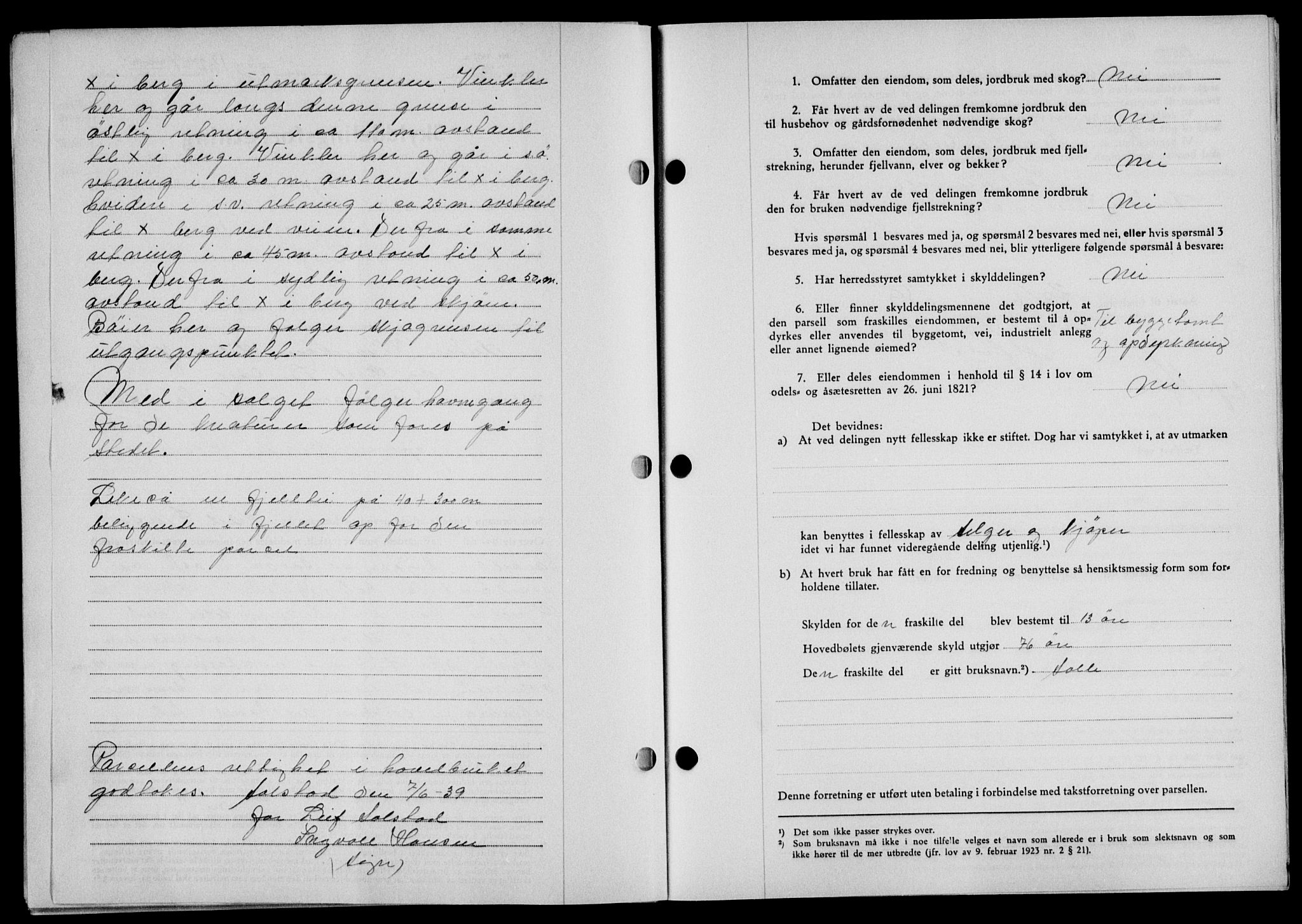 Lofoten sorenskriveri, SAT/A-0017/1/2/2C/L0005a: Mortgage book no. 5a, 1939-1939, Diary no: : 1302/1939