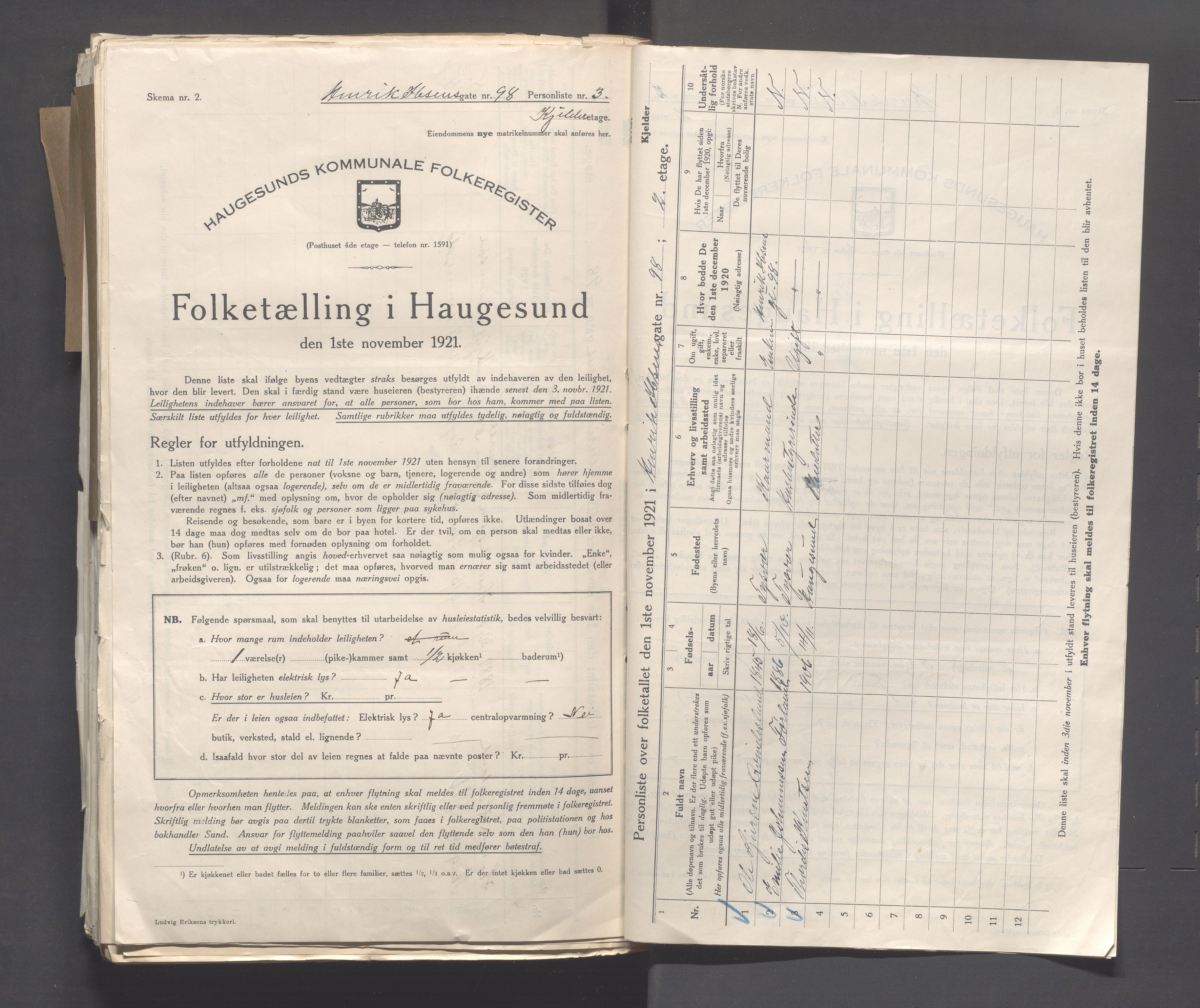 IKAR, Local census 1.11.1921 for Haugesund, 1921, p. 2237