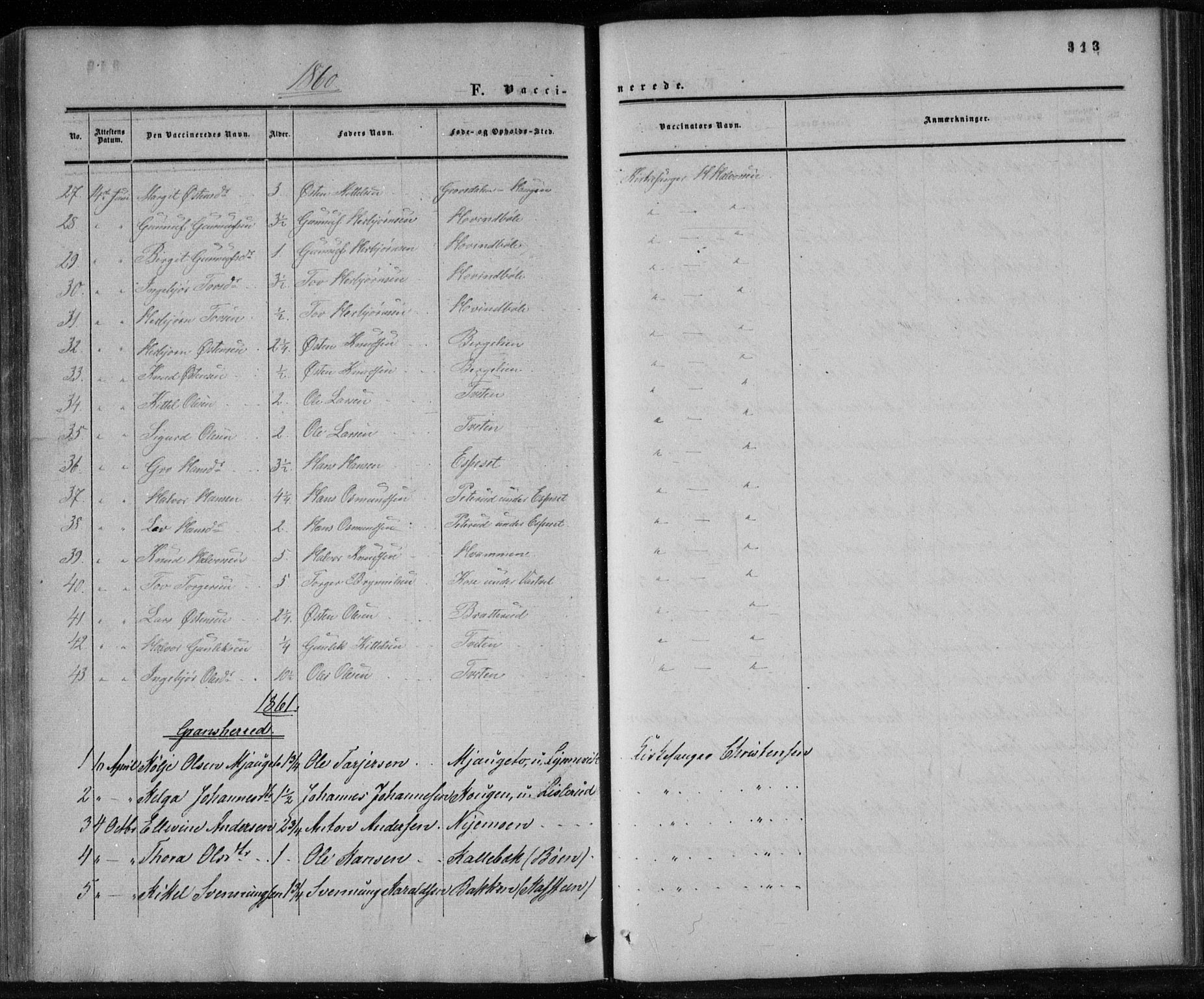 Gransherad kirkebøker, AV/SAKO-A-267/F/Fa/L0003: Parish register (official) no. I 3, 1859-1870, p. 313