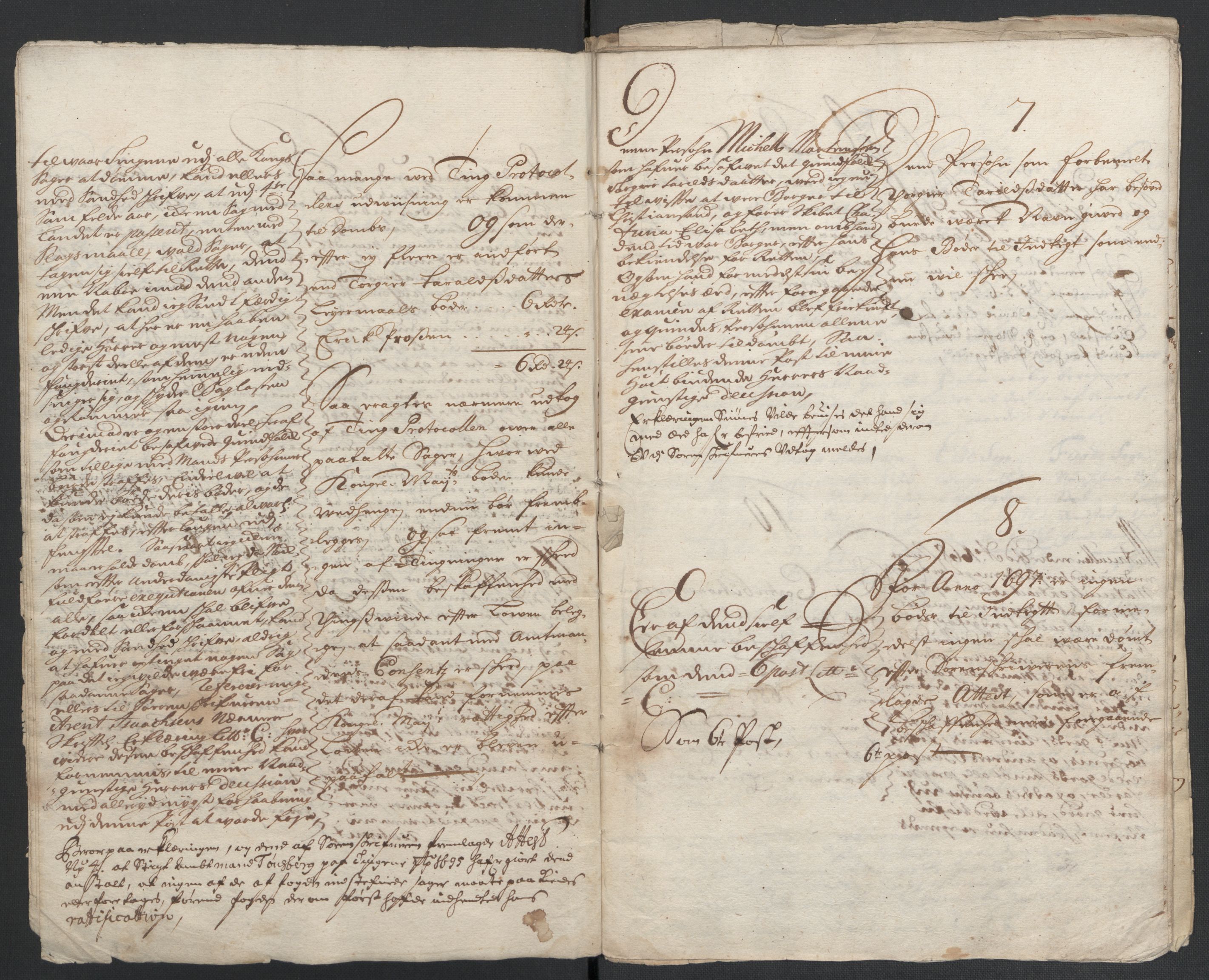 Rentekammeret inntil 1814, Reviderte regnskaper, Fogderegnskap, AV/RA-EA-4092/R39/L2313: Fogderegnskap Nedenes, 1696-1697, p. 281