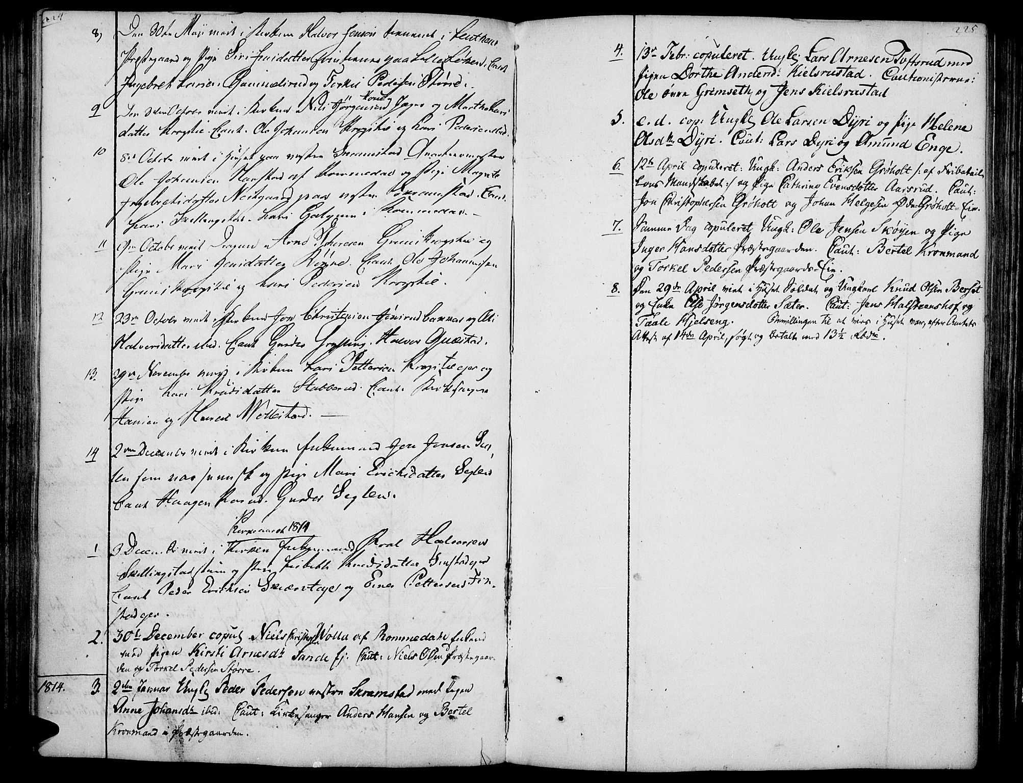 Løten prestekontor, AV/SAH-PREST-022/K/Ka/L0004: Parish register (official) no. 4, 1801-1814, p. 224-225