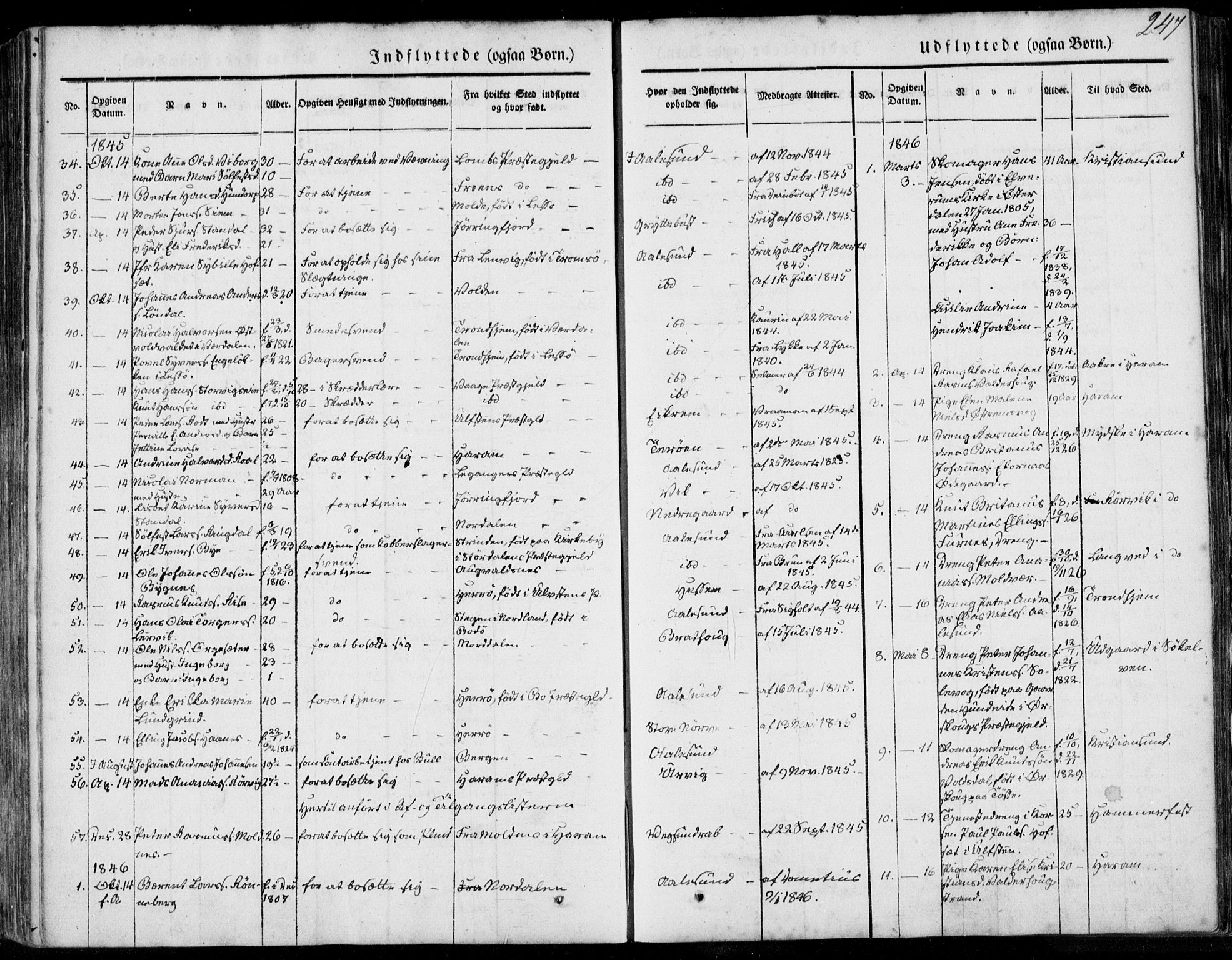 Ministerialprotokoller, klokkerbøker og fødselsregistre - Møre og Romsdal, SAT/A-1454/528/L0396: Parish register (official) no. 528A07, 1839-1847, p. 247