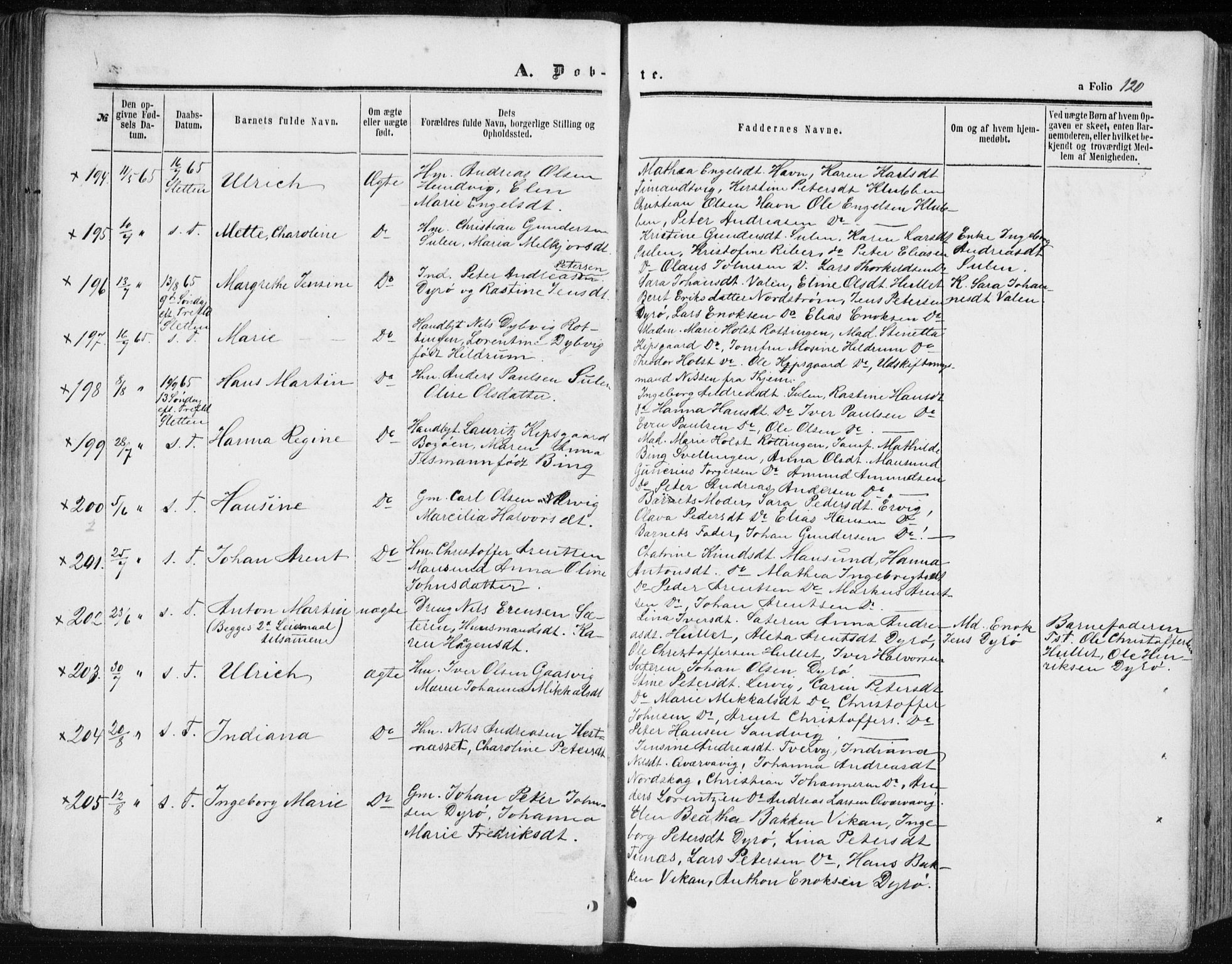 Ministerialprotokoller, klokkerbøker og fødselsregistre - Sør-Trøndelag, SAT/A-1456/634/L0531: Parish register (official) no. 634A07, 1861-1870, p. 120