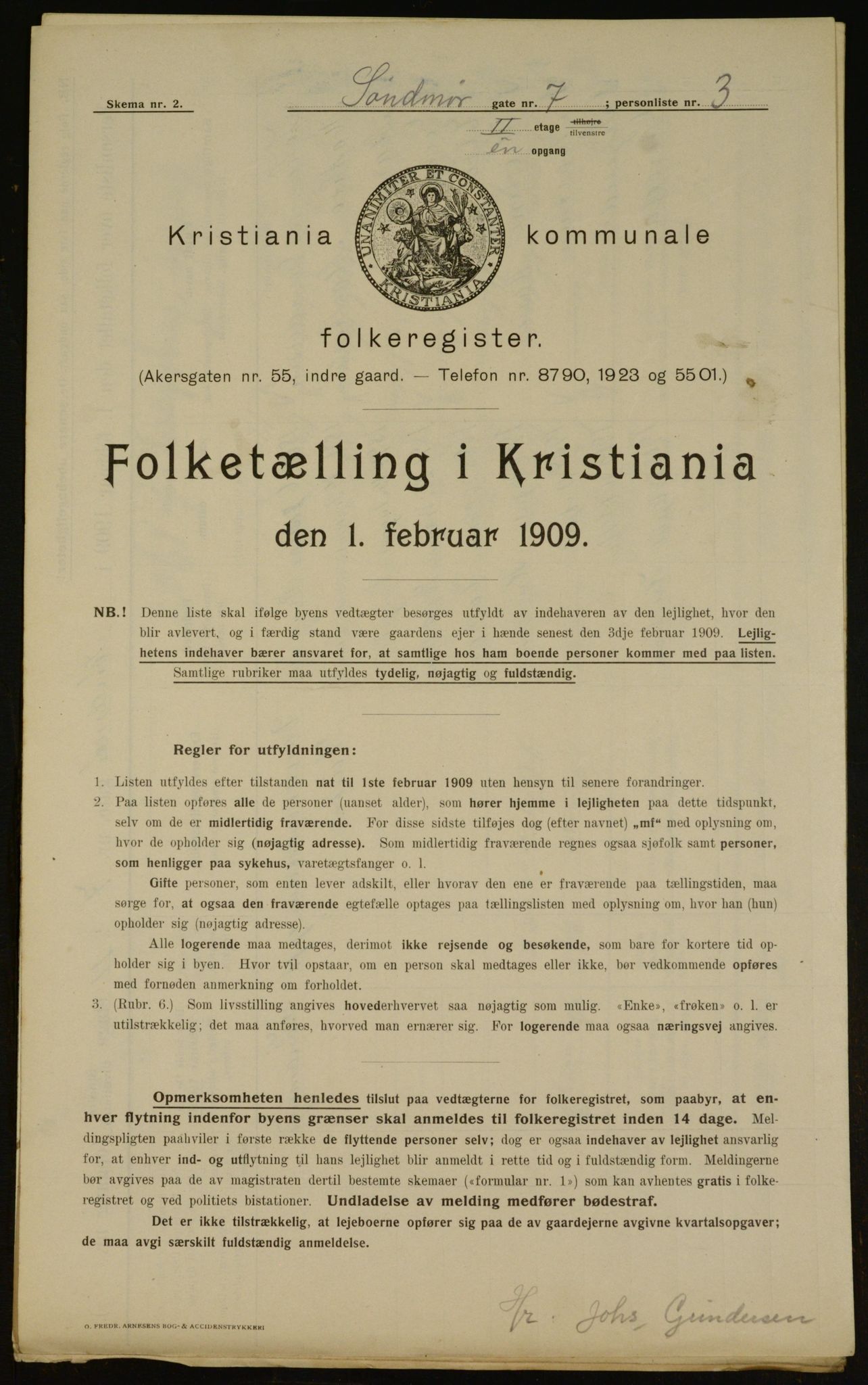 OBA, Municipal Census 1909 for Kristiania, 1909, p. 94749