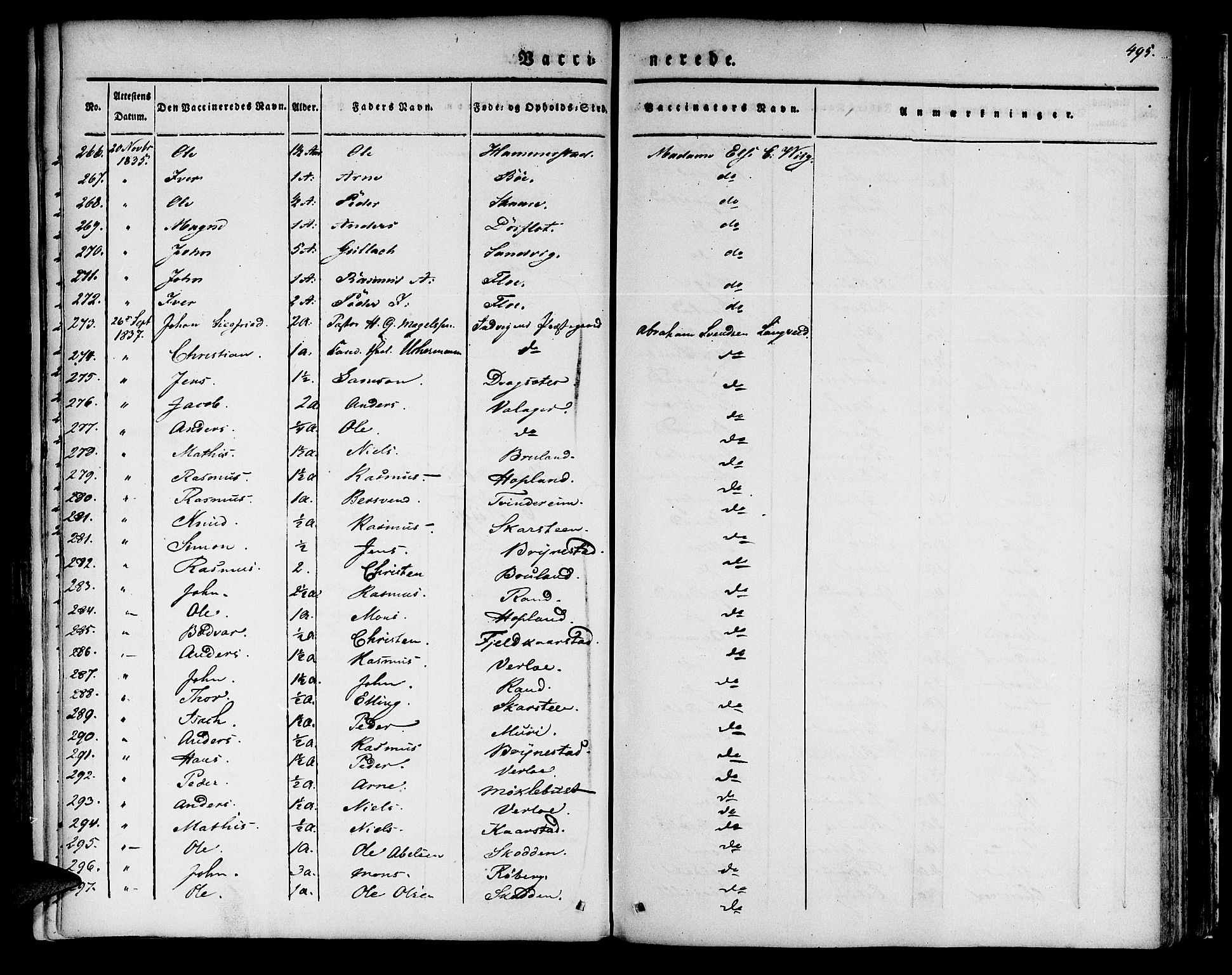 Innvik sokneprestembete, SAB/A-80501: Parish register (official) no. A 4II, 1832-1846, p. 495