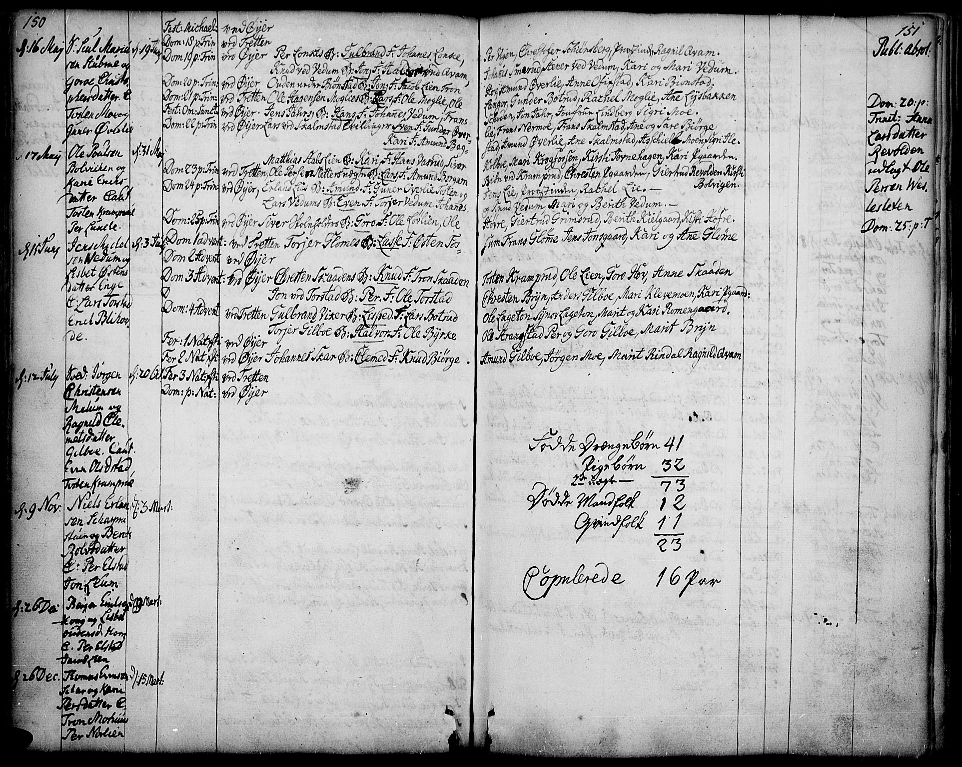 Øyer prestekontor, SAH/PREST-084/H/Ha/Haa/L0002: Parish register (official) no. 2, 1733-1784, p. 150-151