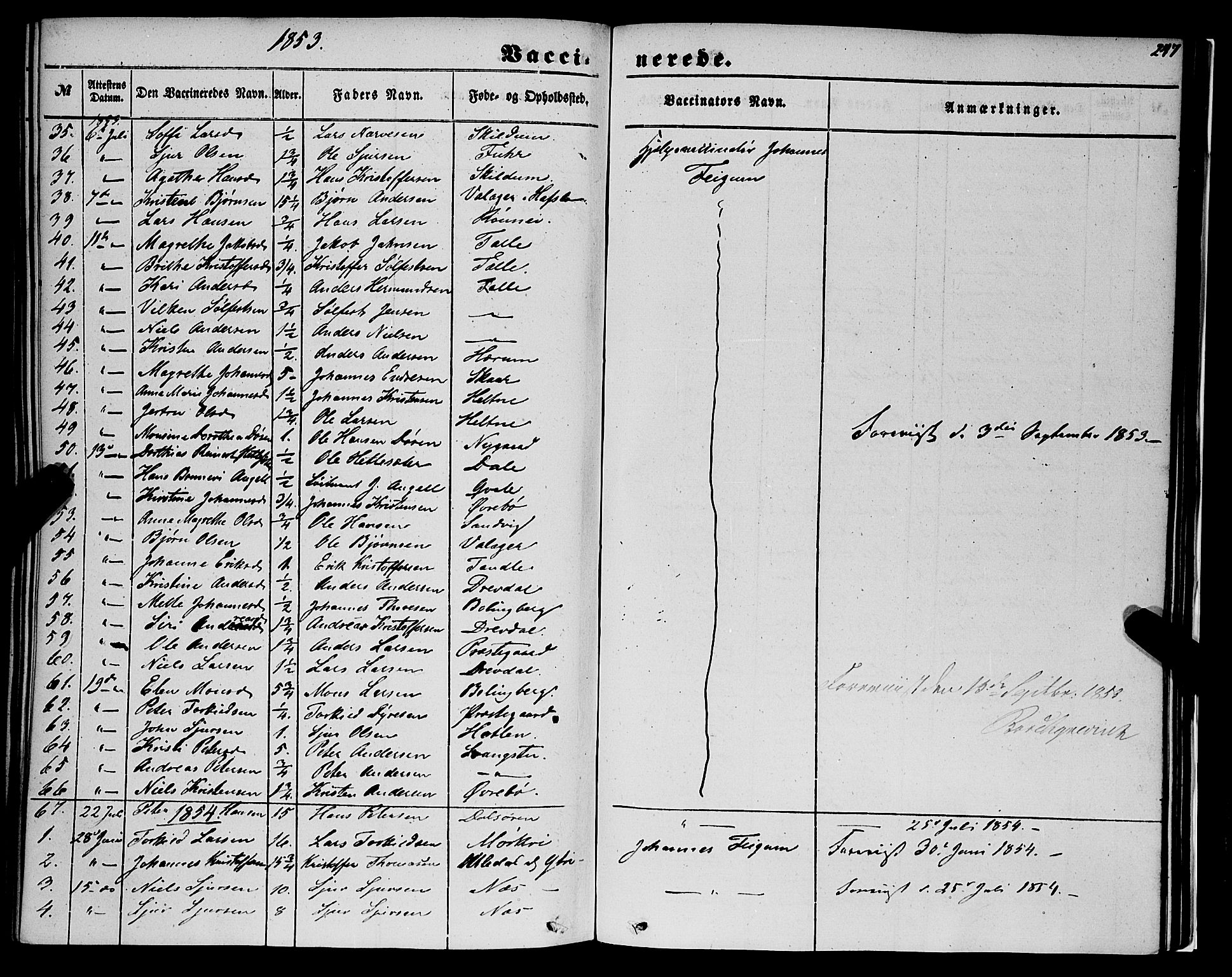 Luster sokneprestembete, AV/SAB-A-81101/H/Haa/Haaa/L0007: Parish register (official) no. A 7, 1849-1859, p. 247