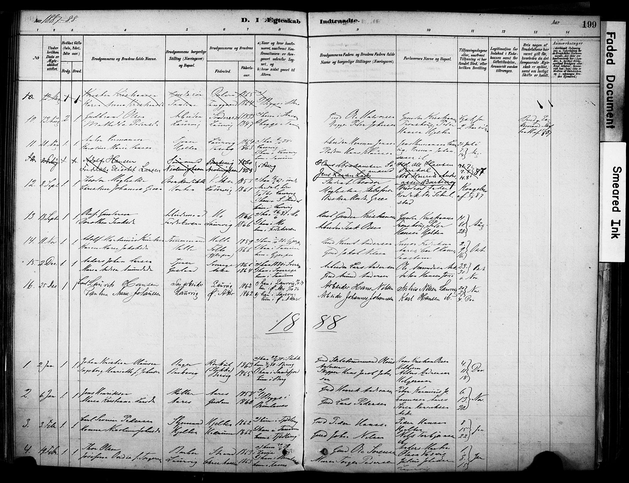 Brunlanes kirkebøker, SAKO/A-342/F/Fc/L0001: Parish register (official) no. III 1, 1878-1899, p. 199
