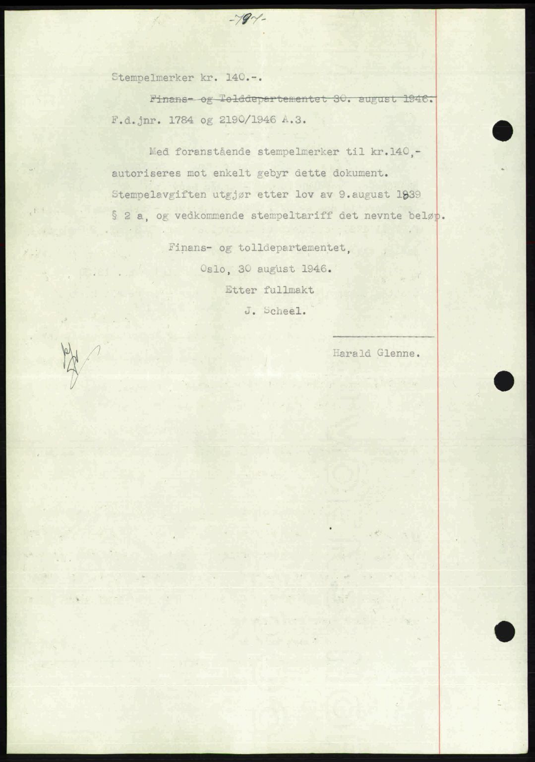 Gauldal sorenskriveri, SAT/A-0014/1/2/2C: Mortgage book no. A2, 1946-1946, Diary no: : 790/1946