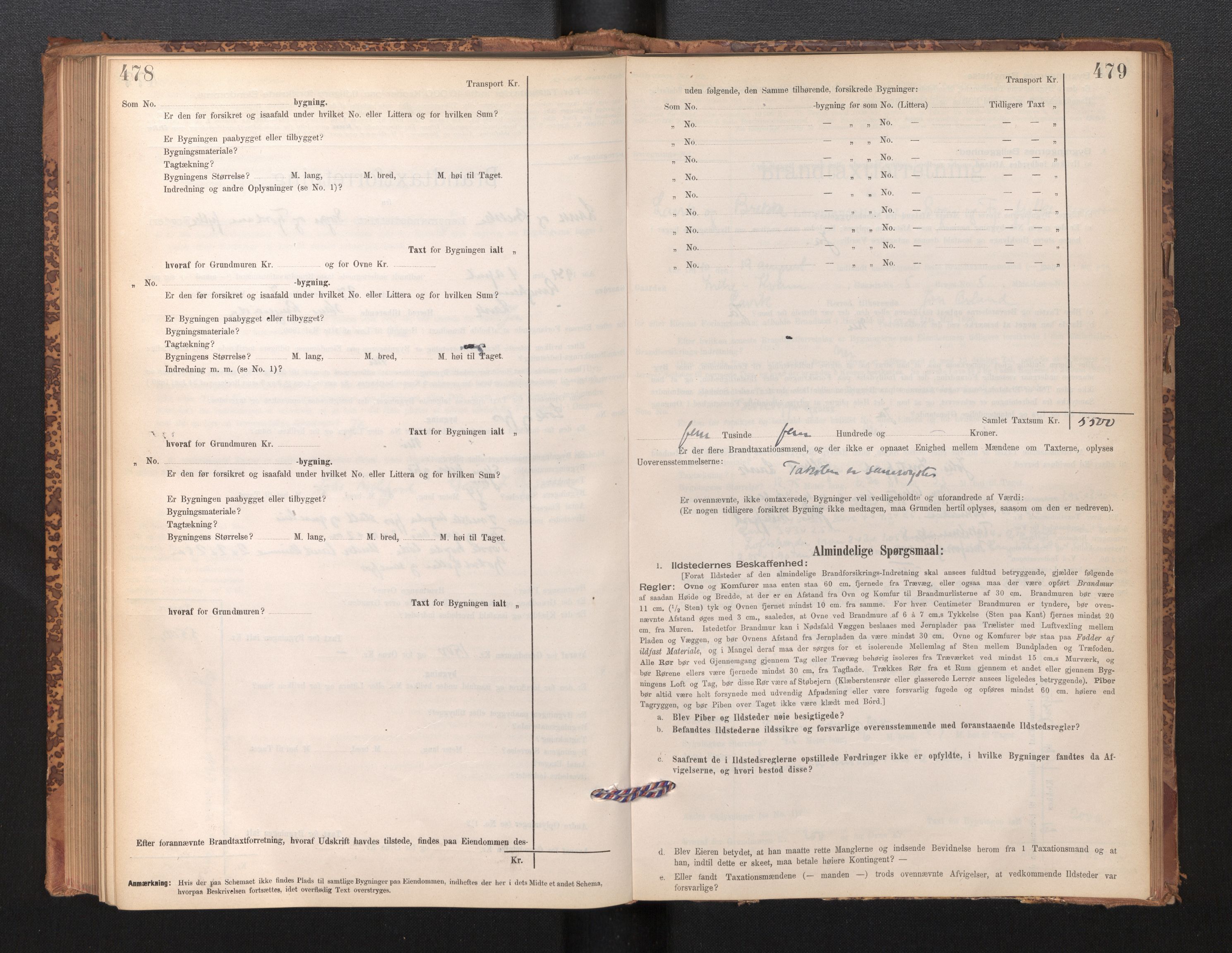 Lensmannen i Lavik, SAB/A-29101/0012/L0002: Branntakstprotokoll, skjematakst, 1895-1933, p. 478-479