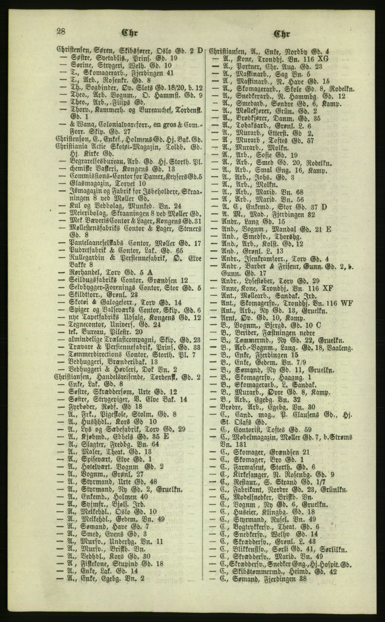 Kristiania/Oslo adressebok, PUBL/-, 1879, p. 28