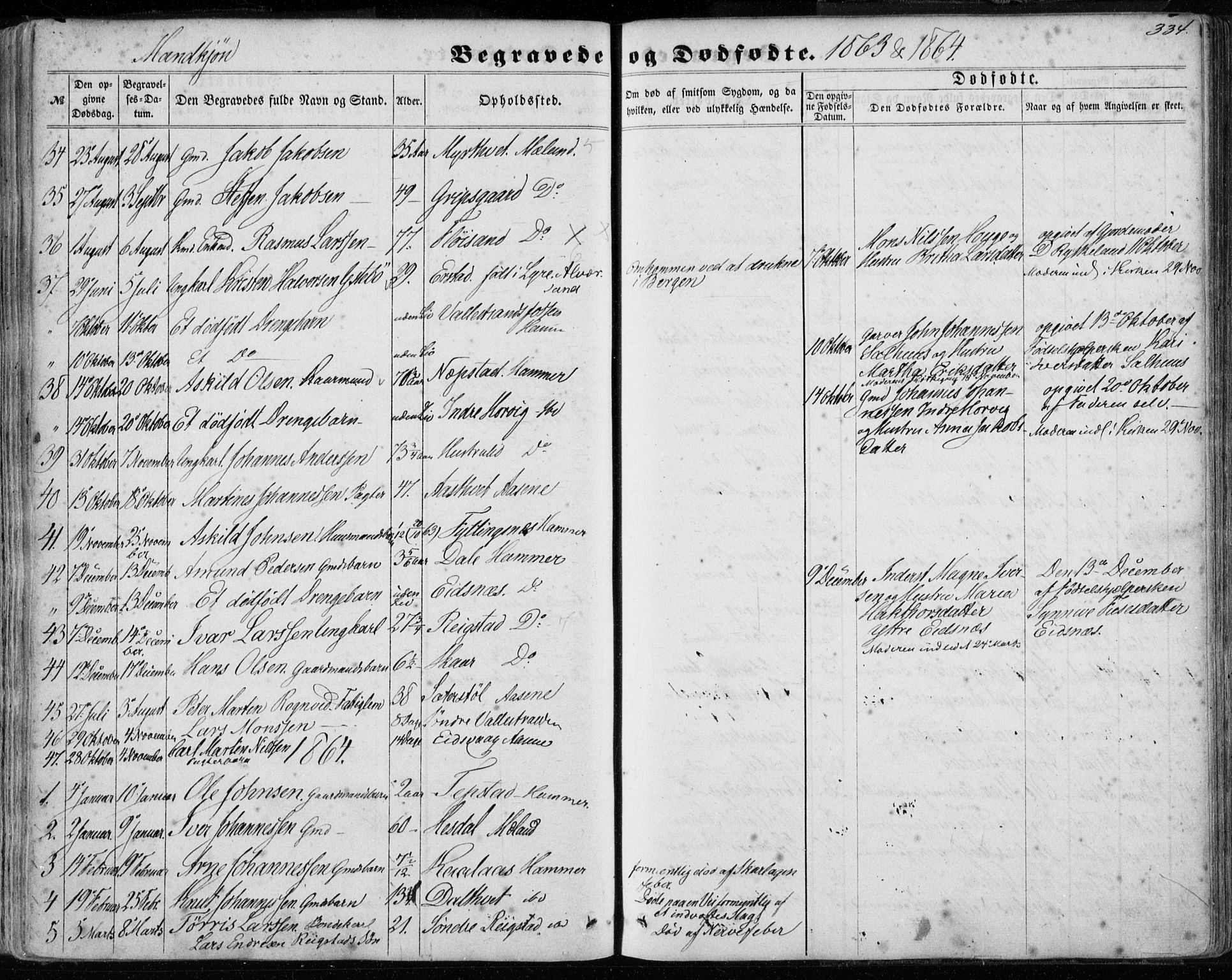 Hamre sokneprestembete, SAB/A-75501/H/Ha/Haa/Haaa/L0014: Parish register (official) no. A 14, 1858-1872, p. 334