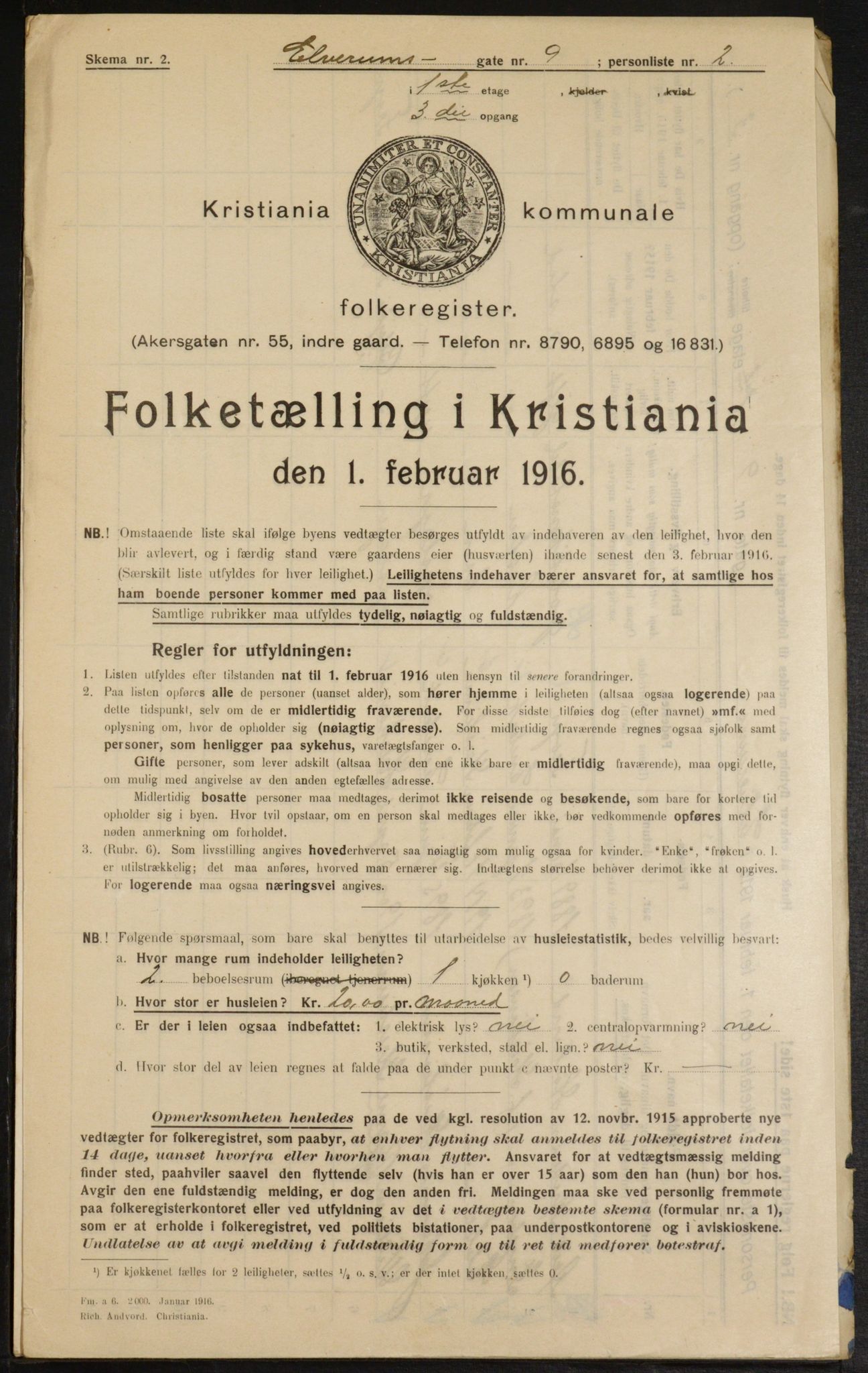 OBA, Municipal Census 1916 for Kristiania, 1916, p. 21343