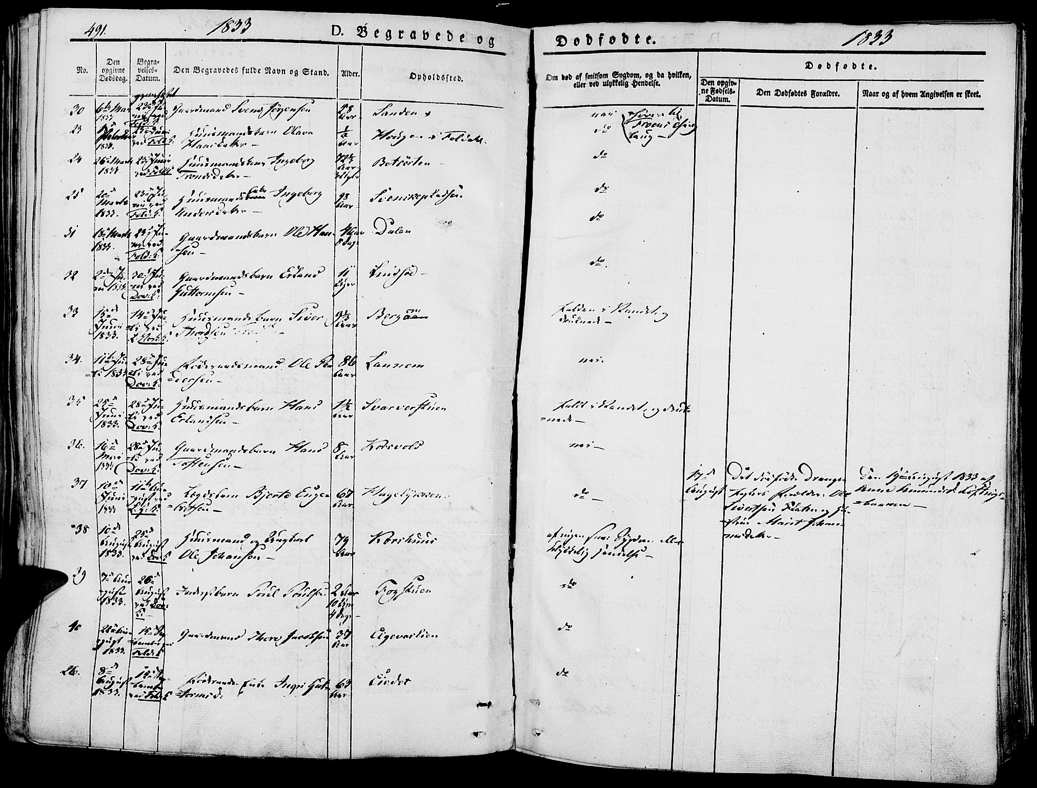 Lesja prestekontor, SAH/PREST-068/H/Ha/Haa/L0005: Parish register (official) no. 5, 1830-1842, p. 491