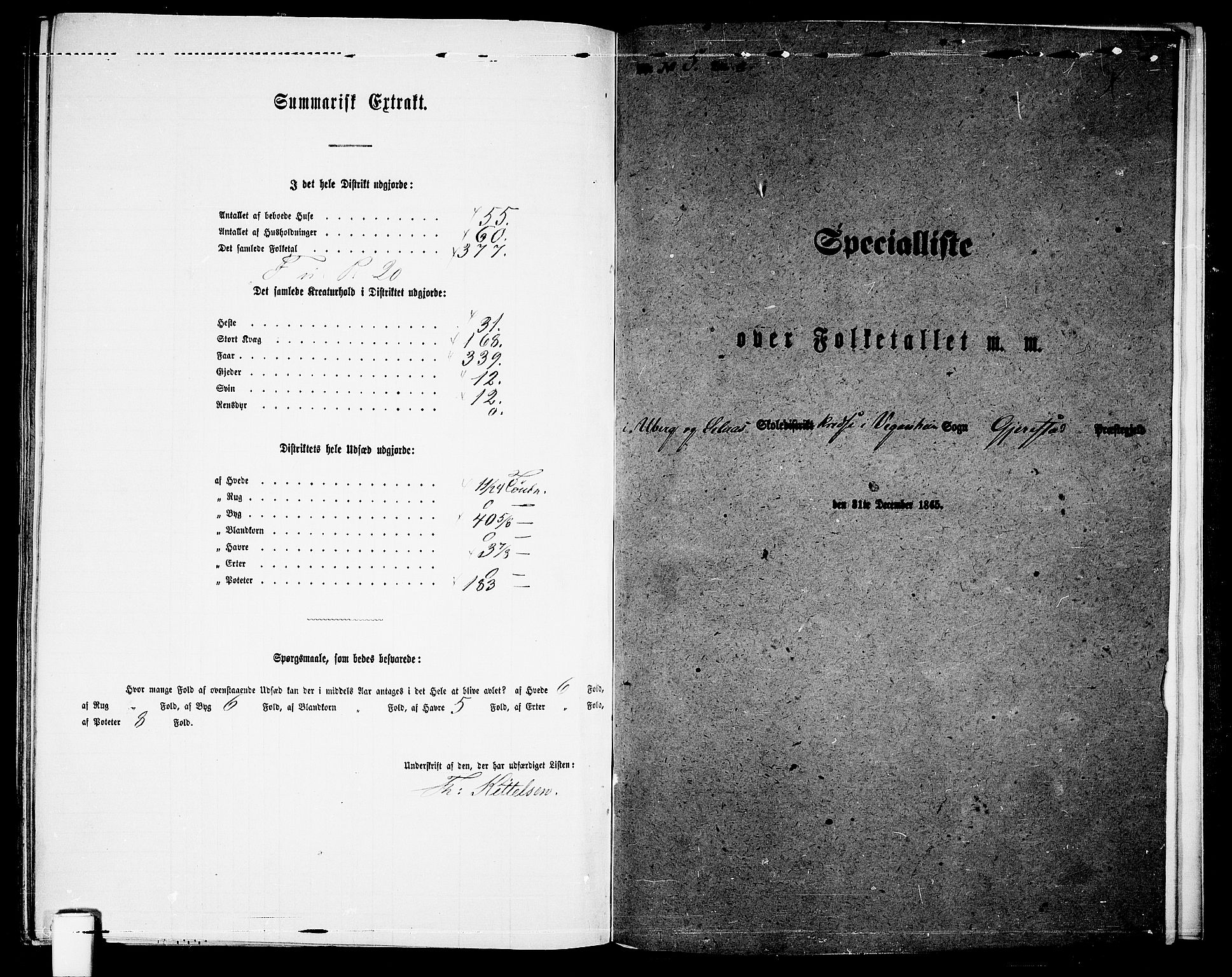 RA, 1865 census for Gjerstad, 1865, p. 187