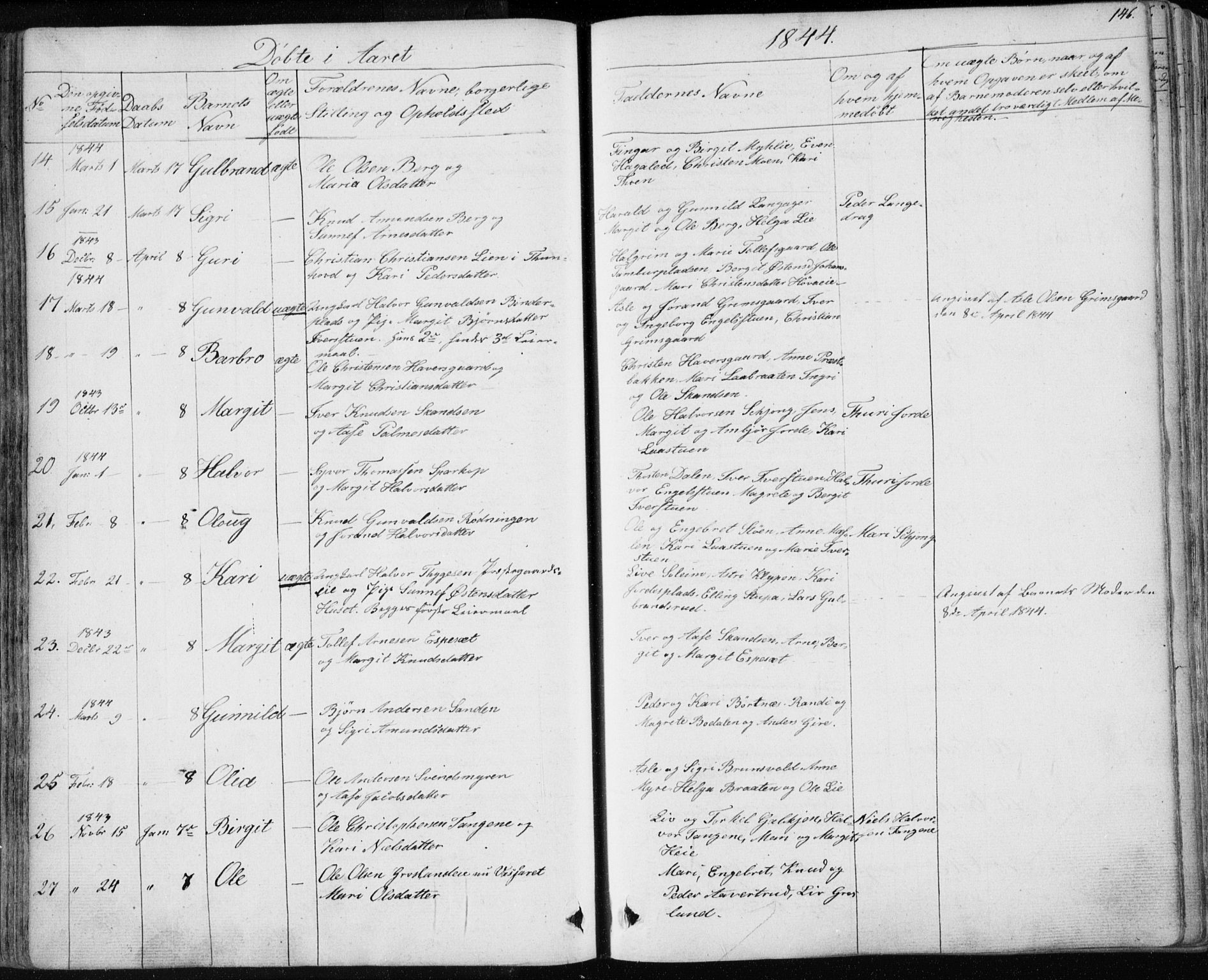 Nes kirkebøker, SAKO/A-236/F/Fa/L0009: Parish register (official) no. 9, 1834-1863, p. 146