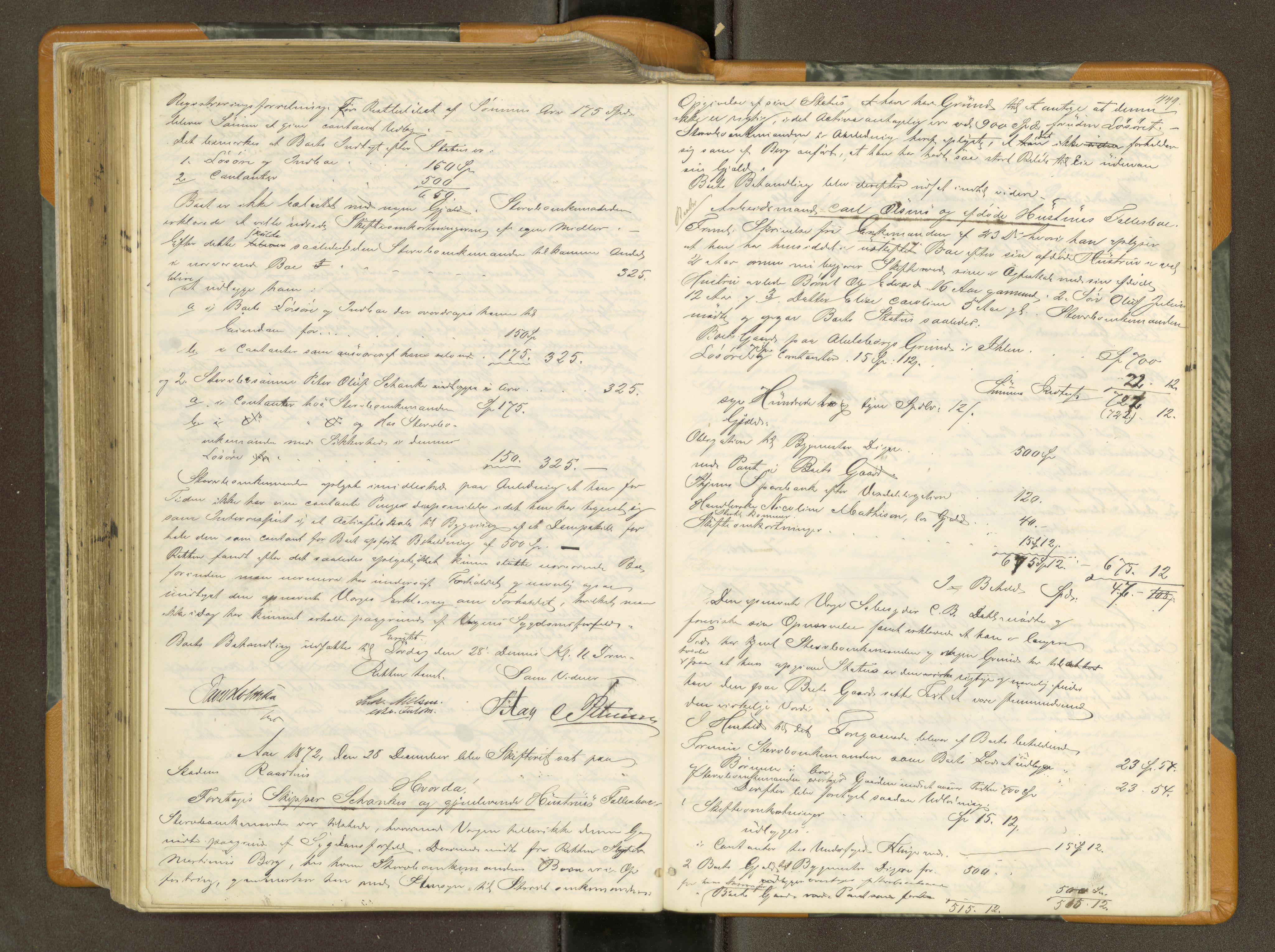 Trondheim byfogd, AV/SAT-A-0003/1/3/3B/L0007: Skiftebehandlingsprotokoll (u/ register) U, 1863-1874, p. 449