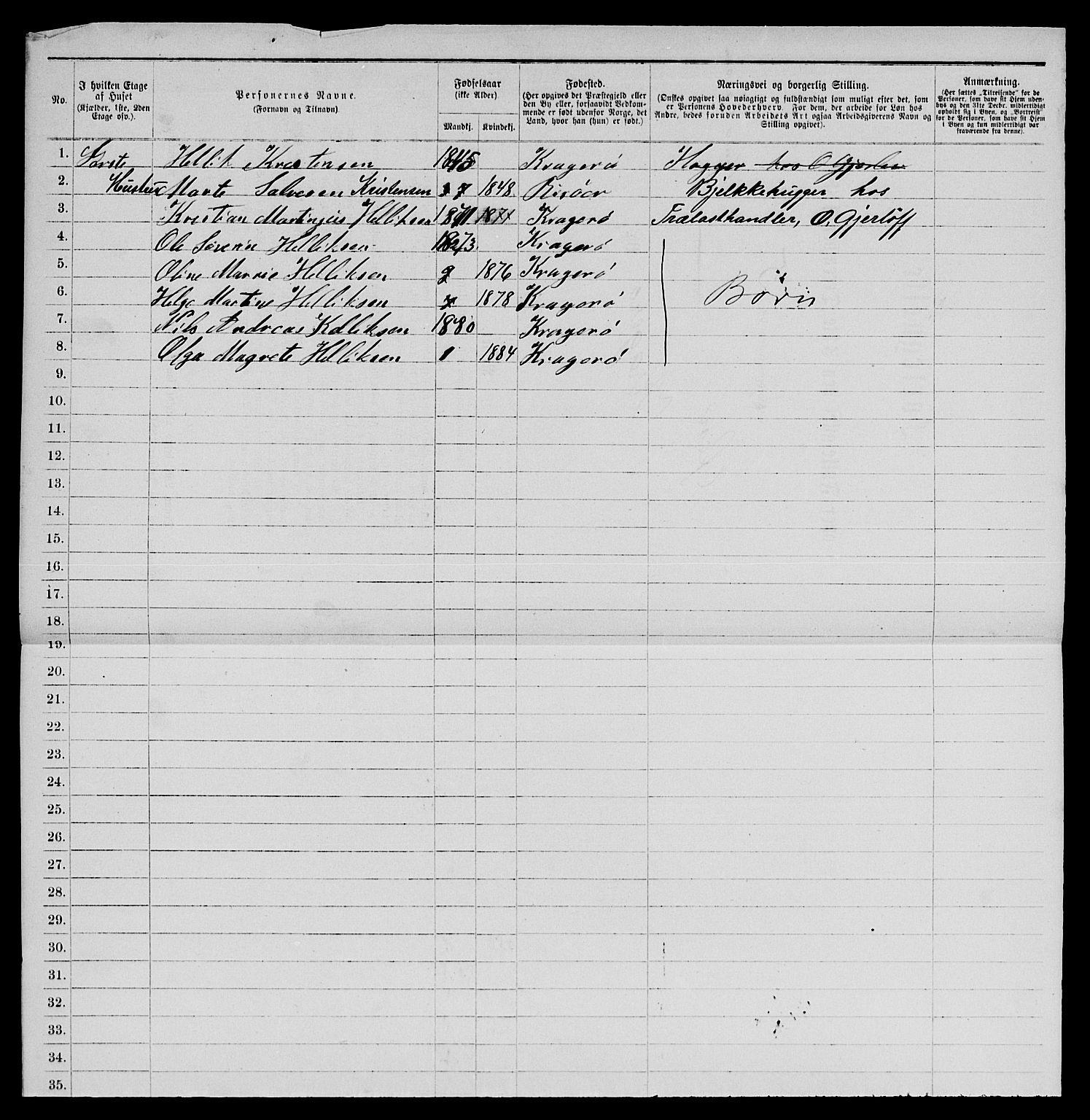 SAKO, 1885 census for 0801 Kragerø, 1885, p. 469