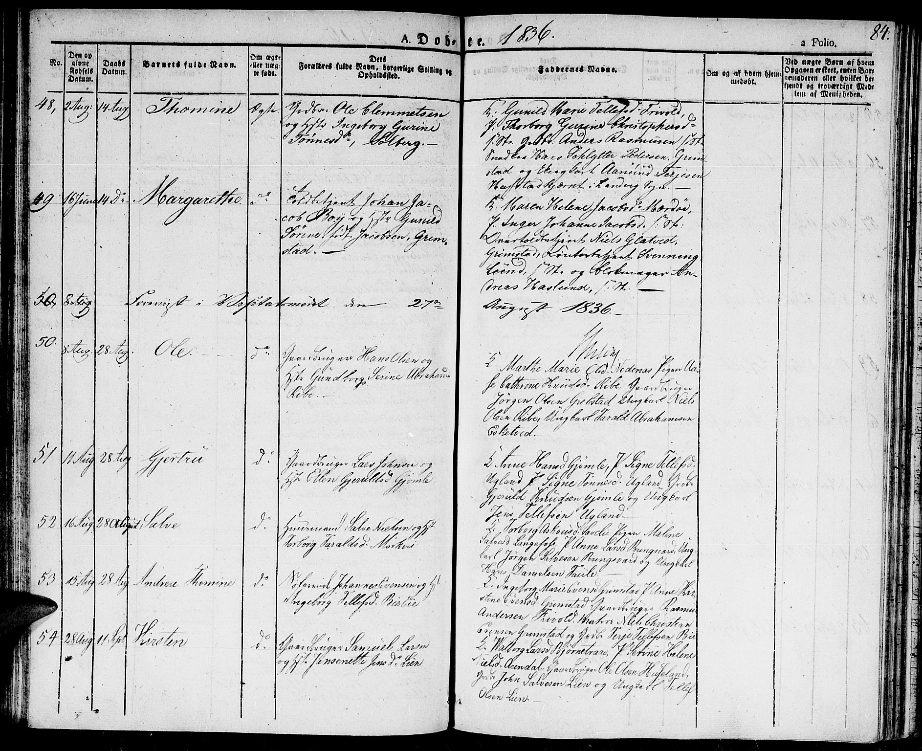 Fjære sokneprestkontor, AV/SAK-1111-0011/F/Fa/L0002: Parish register (official) no. A 2, 1827-1839, p. 84