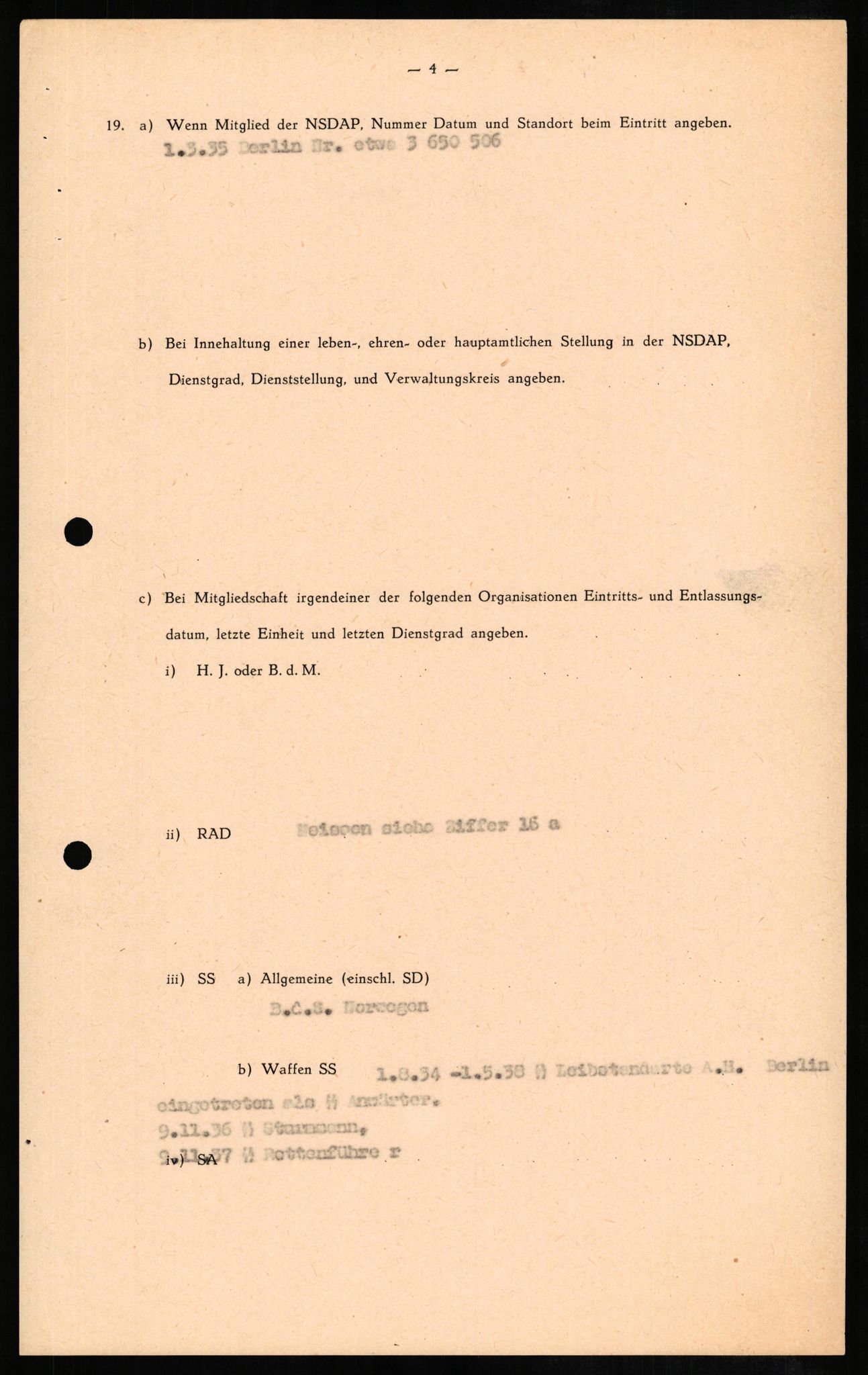 Forsvaret, Forsvarets overkommando II, AV/RA-RAFA-3915/D/Db/L0010: CI Questionaires. Tyske okkupasjonsstyrker i Norge. Tyskere., 1945-1946, p. 100