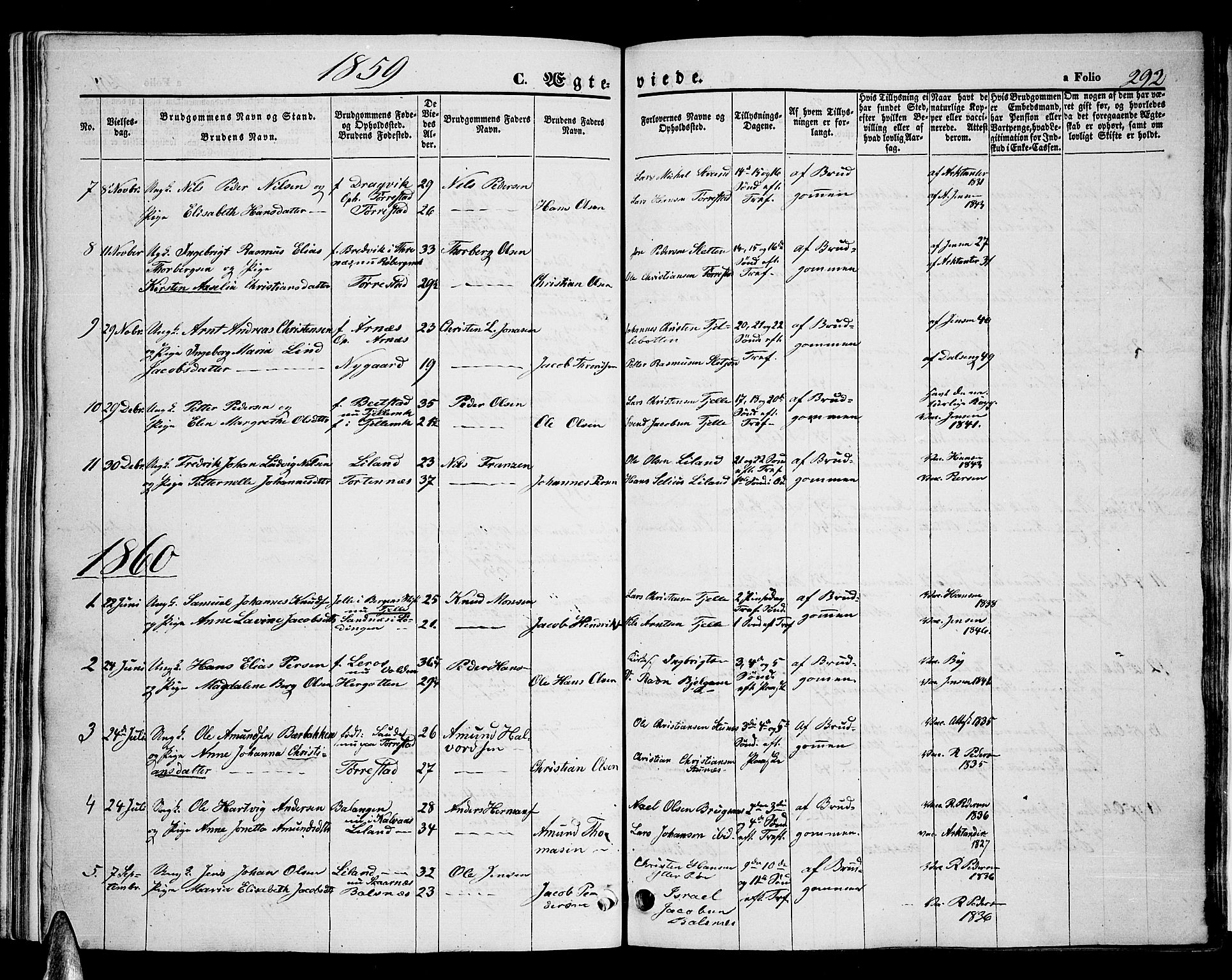 Ministerialprotokoller, klokkerbøker og fødselsregistre - Nordland, AV/SAT-A-1459/863/L0912: Parish register (copy) no. 863C02, 1858-1876, p. 292