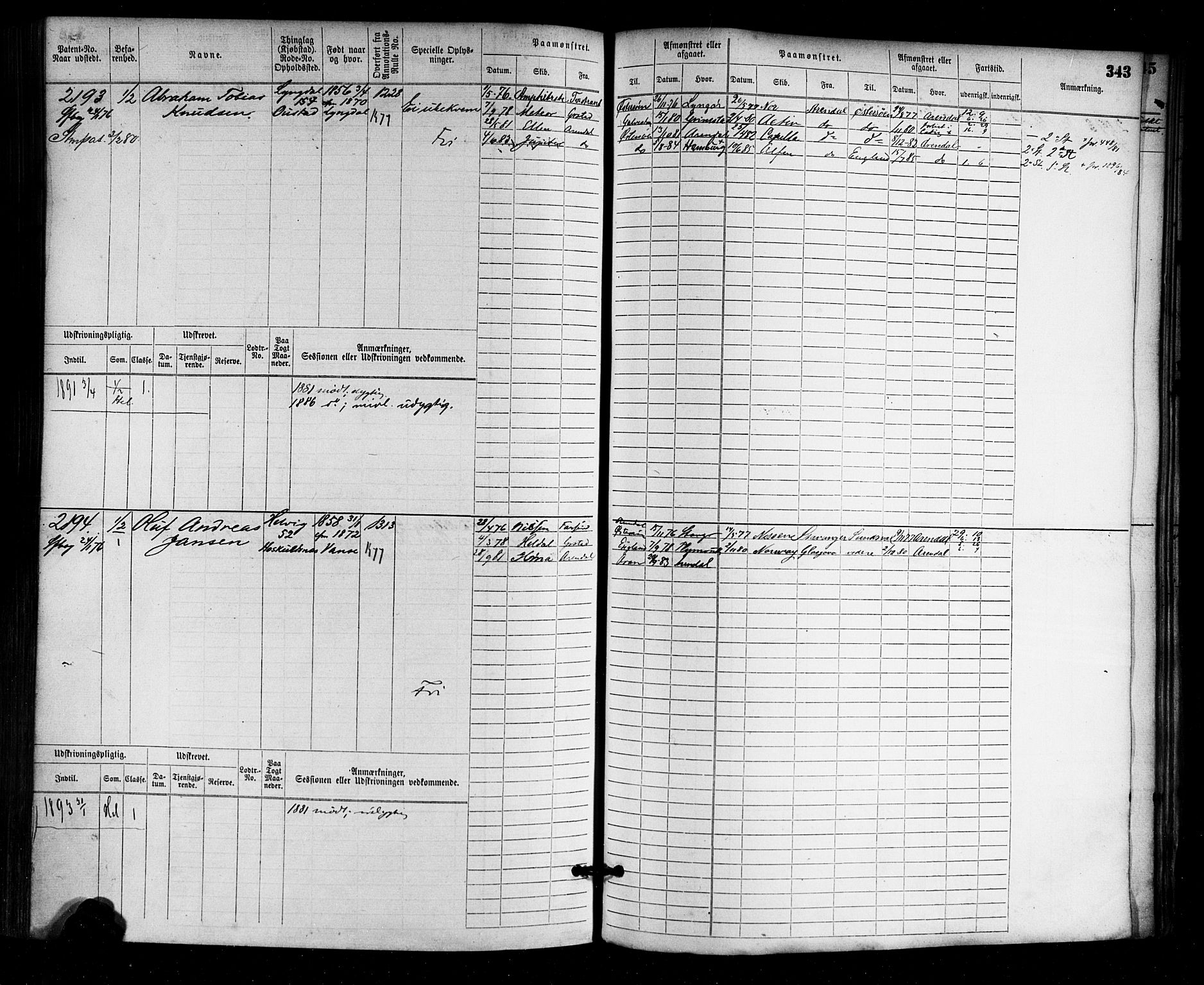 Farsund mønstringskrets, AV/SAK-2031-0017/F/Fb/L0003: Hovedrulle nr 1509-2274, M-6, 1868-1915, p. 349