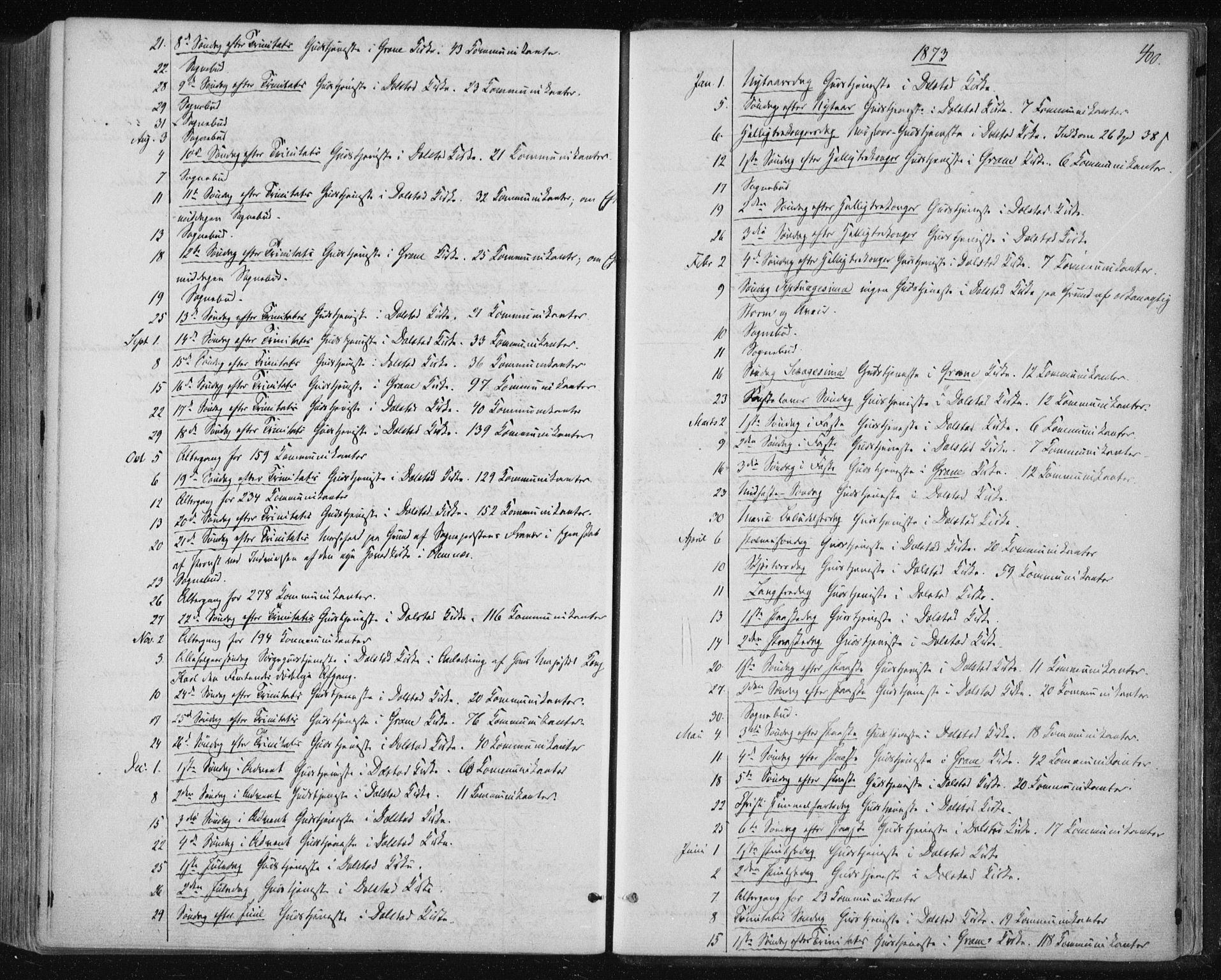 Ministerialprotokoller, klokkerbøker og fødselsregistre - Nordland, SAT/A-1459/820/L0294: Parish register (official) no. 820A15, 1866-1879, p. 400