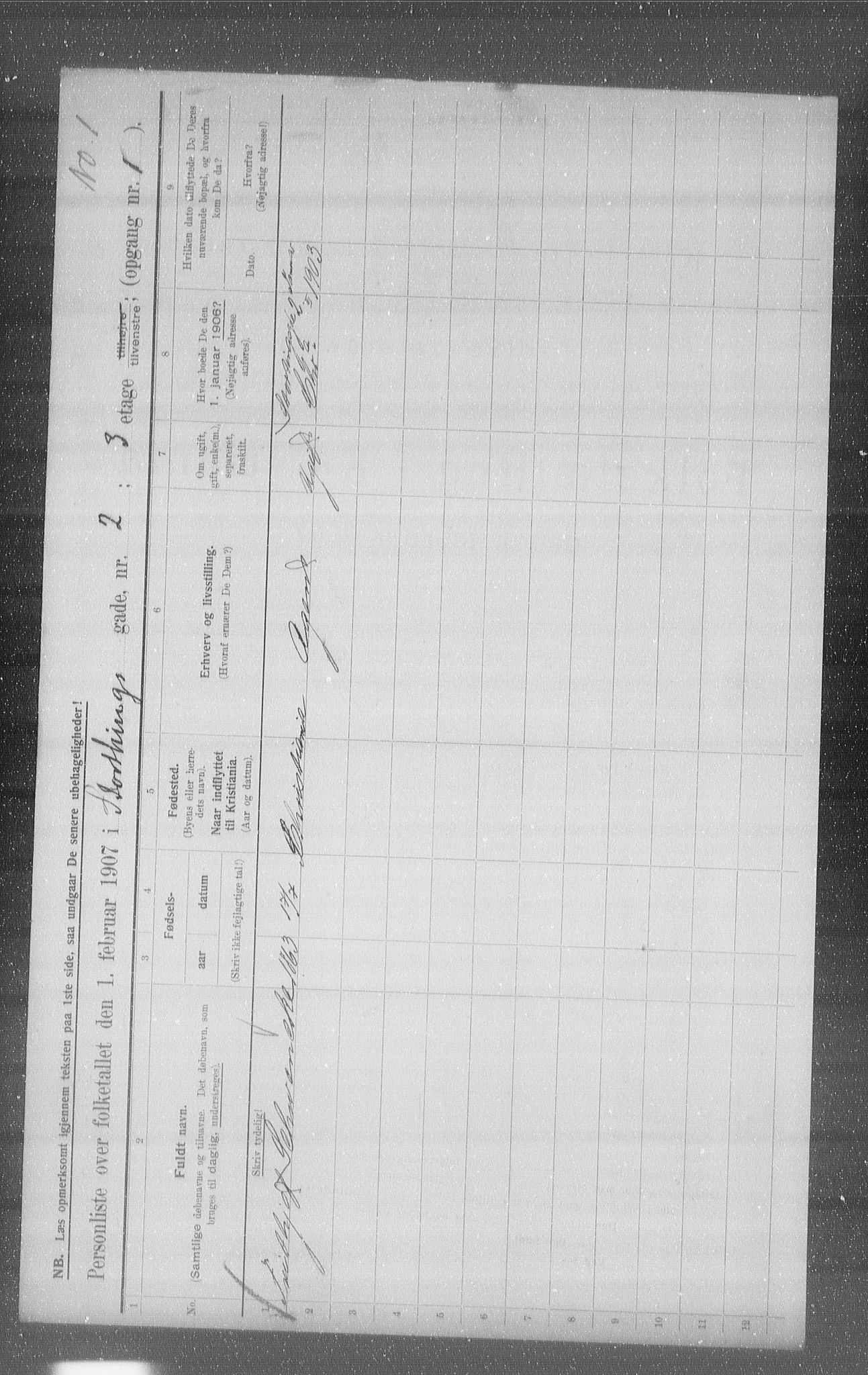 OBA, Municipal Census 1907 for Kristiania, 1907, p. 52726