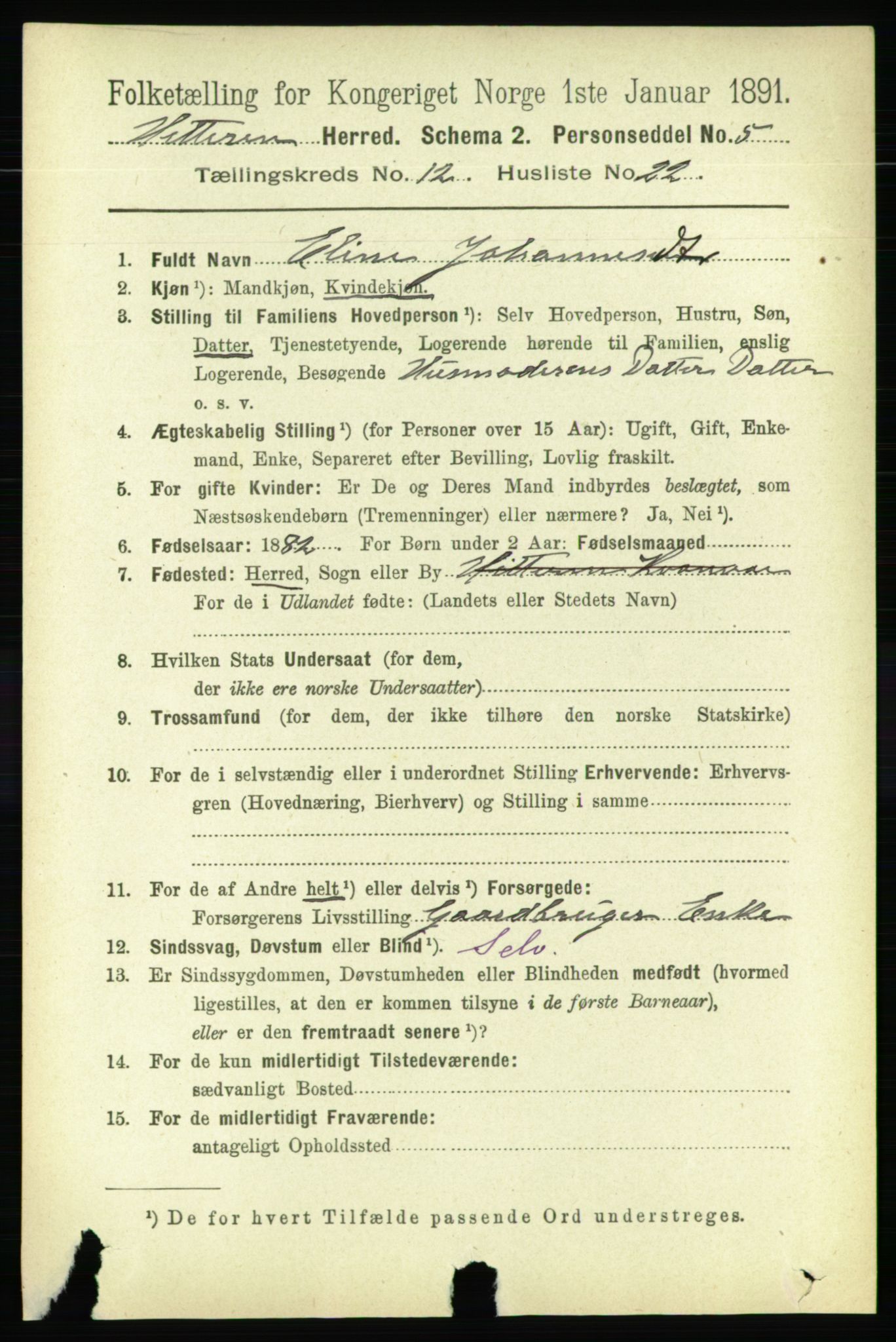 RA, 1891 census for 1617 Hitra, 1891, p. 2693